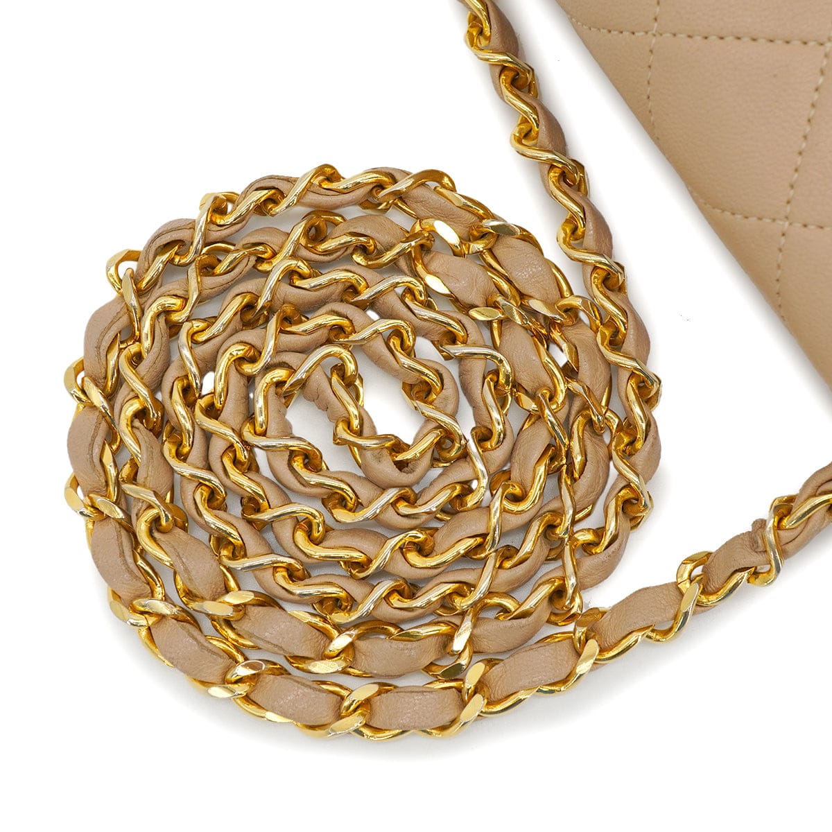 PURPOSE VINTAGE CHANEL MINI MATELASSE CHAIN SHOULDER BAG BEIGE LAMB SKIN GOLD HARDWARE 90326859