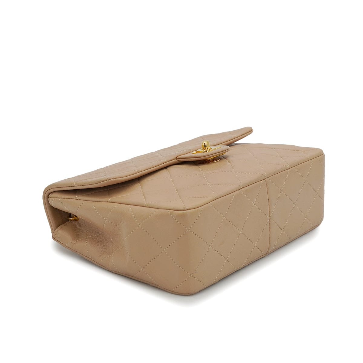 PURPOSE VINTAGE CHANEL MINI MATELASSE CHAIN SHOULDER BAG BEIGE LAMB SKIN GOLD HARDWARE 90326859