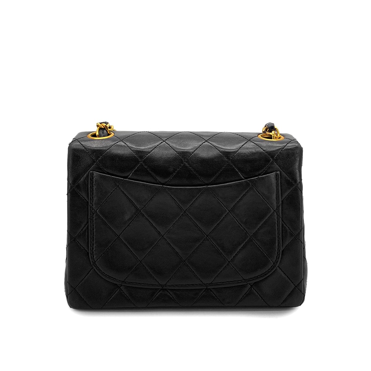 PURPOSE VINTAGE CHANEL MINI SQUARE 17 CHAIN SHOULDER BAG BLACK LAMB SKIN GOLD HARDWARE 90327281