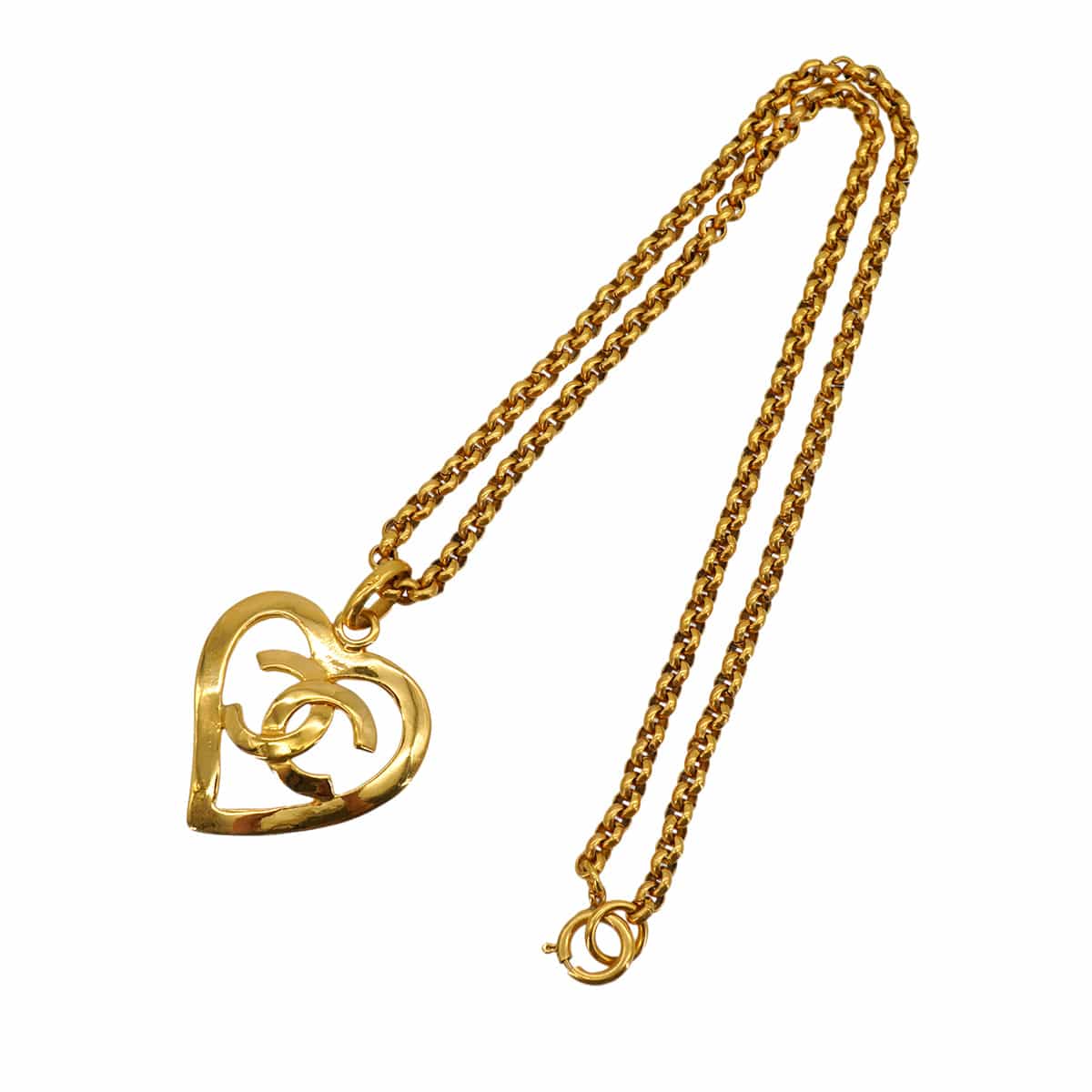 PURPOSE VINTAGE CHANEL NECKLACE HEART COCOMARK GOLD ACCESSORY 95P 90327104