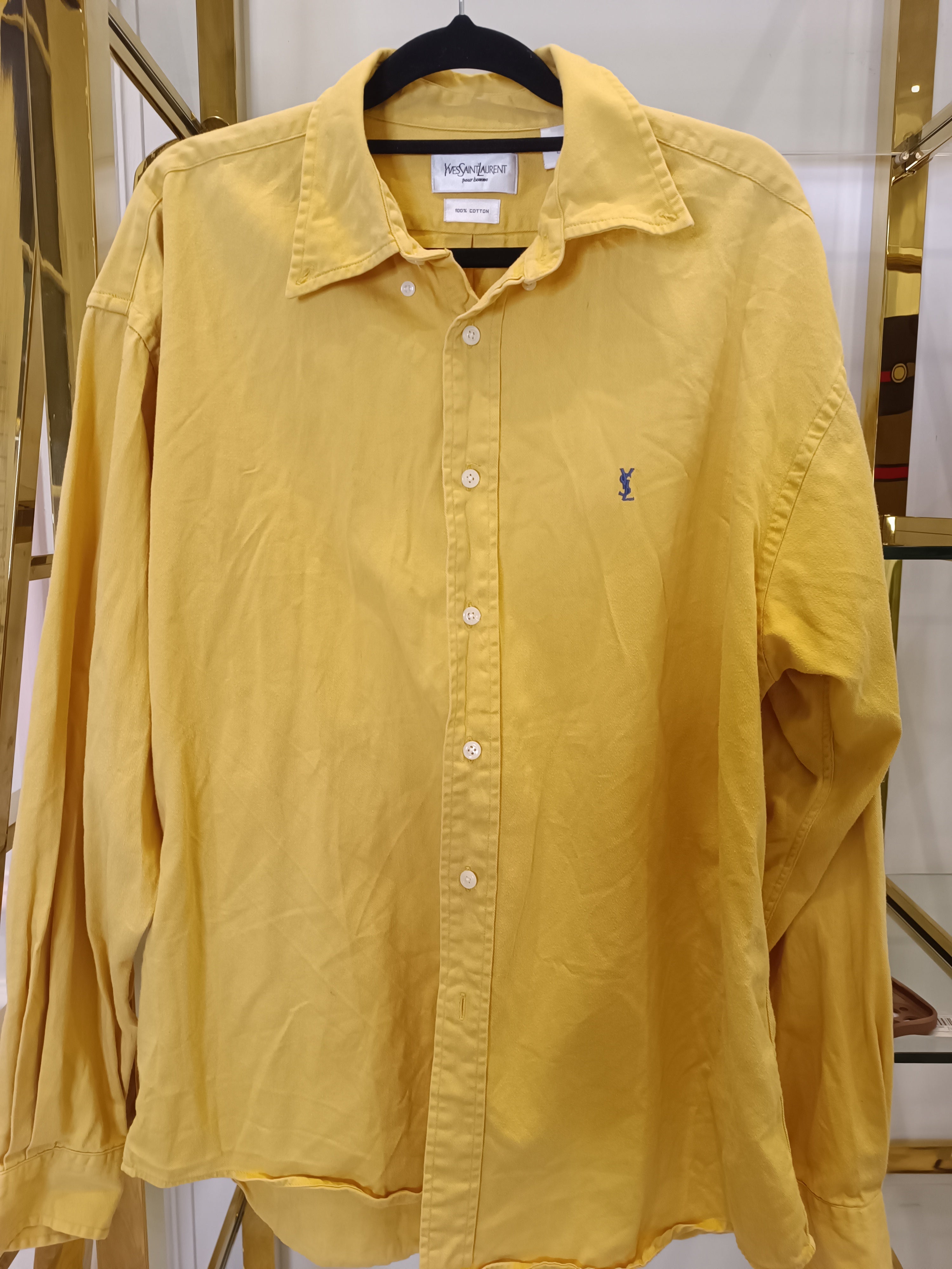 YSL Yves Saint Laurent Blue button down shirt men’s size L DBXM0038