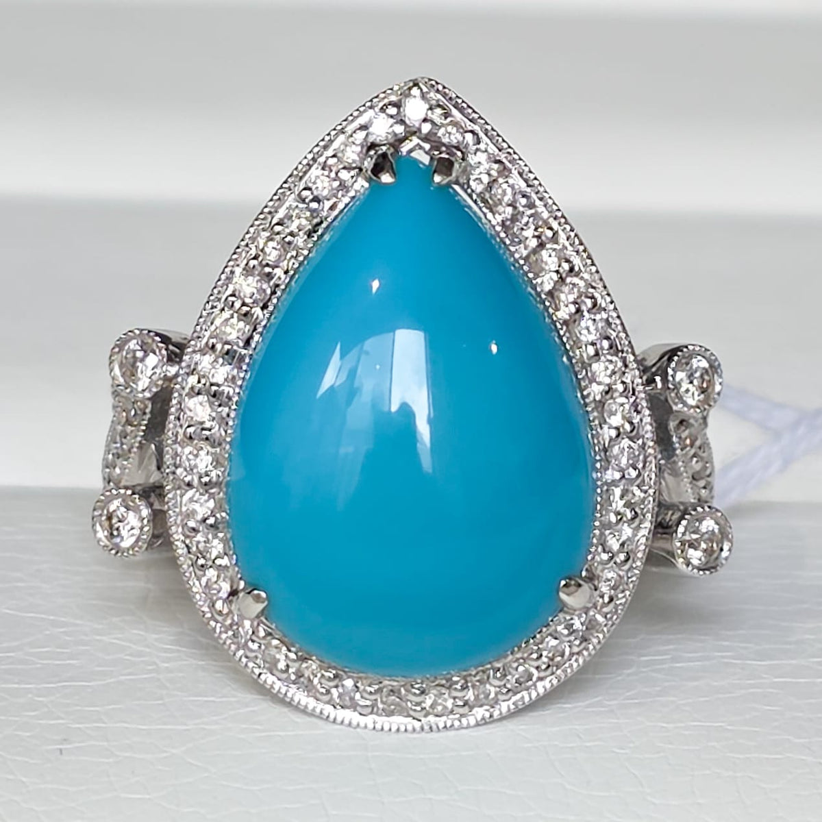 Rockstoc x LP 18K WG Turquoise Ring D 0.4 Sz 6 7.2g RLPR33