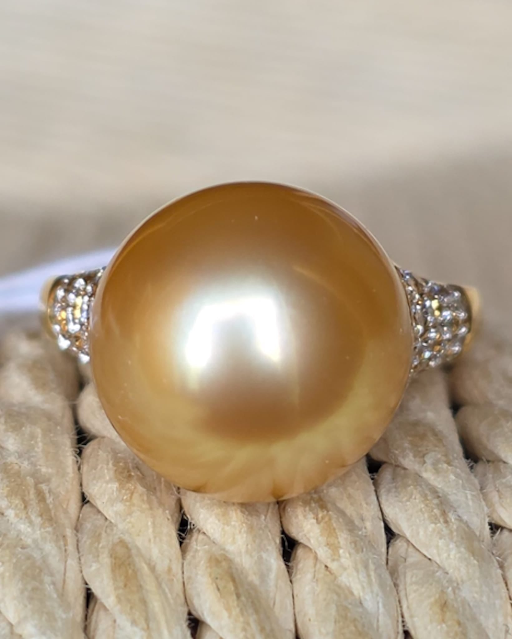 Rockstoc x LP 18k YG South Sea Pearl Ring SSP 12.8 mm D 0.68 Sz 6 5.8 g RLPR170
