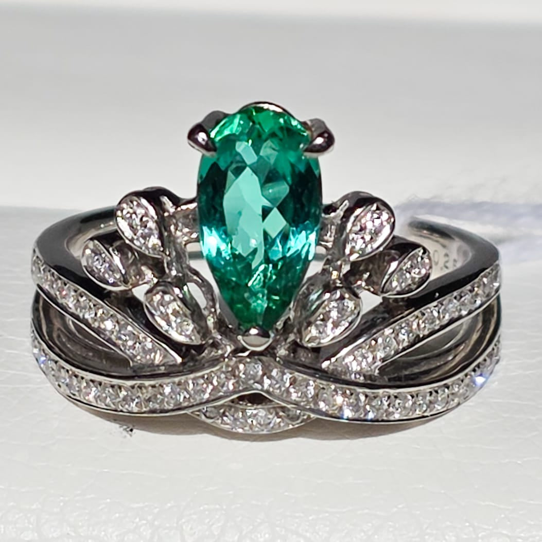 Rockstoc x LP Pt900 Brazil Paraiba Tourmaline H Ring T 0.92 D 0.25 Sz 7 7.7ggRS RLPR46