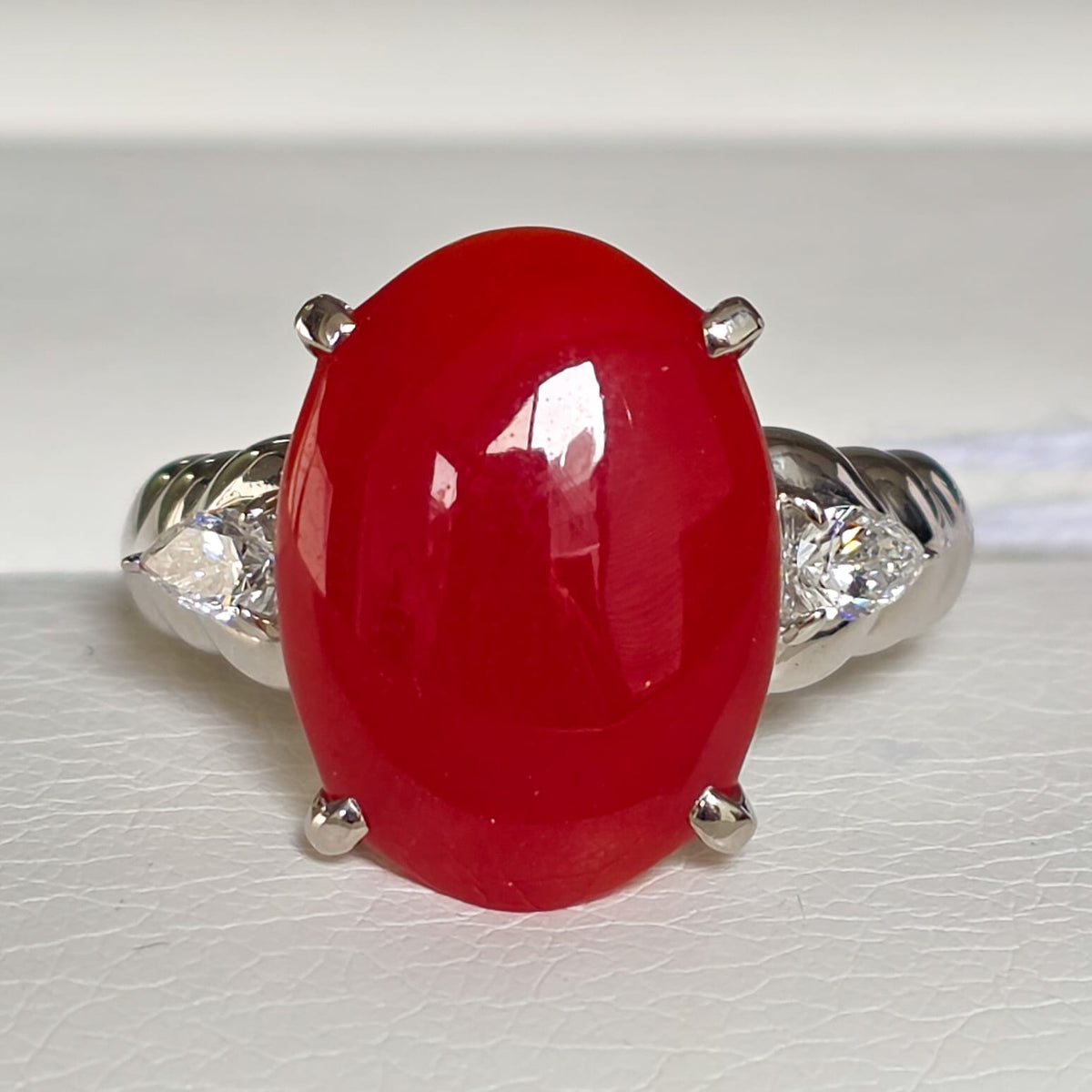Rockstoc x LP Pt900 Coral Ring D 0.30 Sz 6.5 12.8g RLPR78