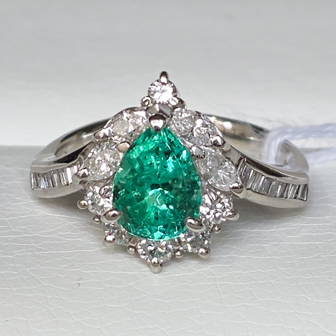 Rockstoc x LP Pt900 Emerald Ring E 1.45 D 1.02 Sz 8 7.2g RLPR37