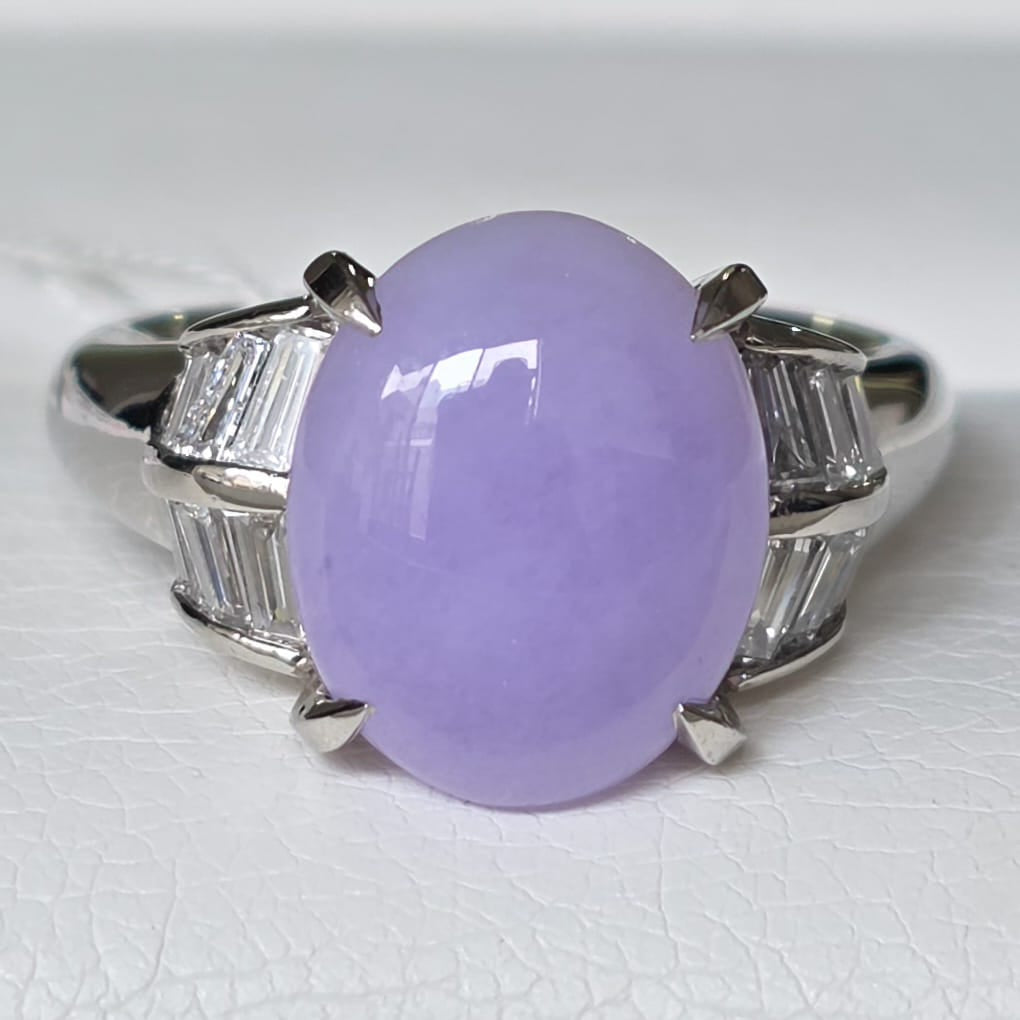 Rockstoc x LP Pt900 Lavender Jadeite Ring J 5.03 D 0.50 Sz 6 9.9g RLPR110