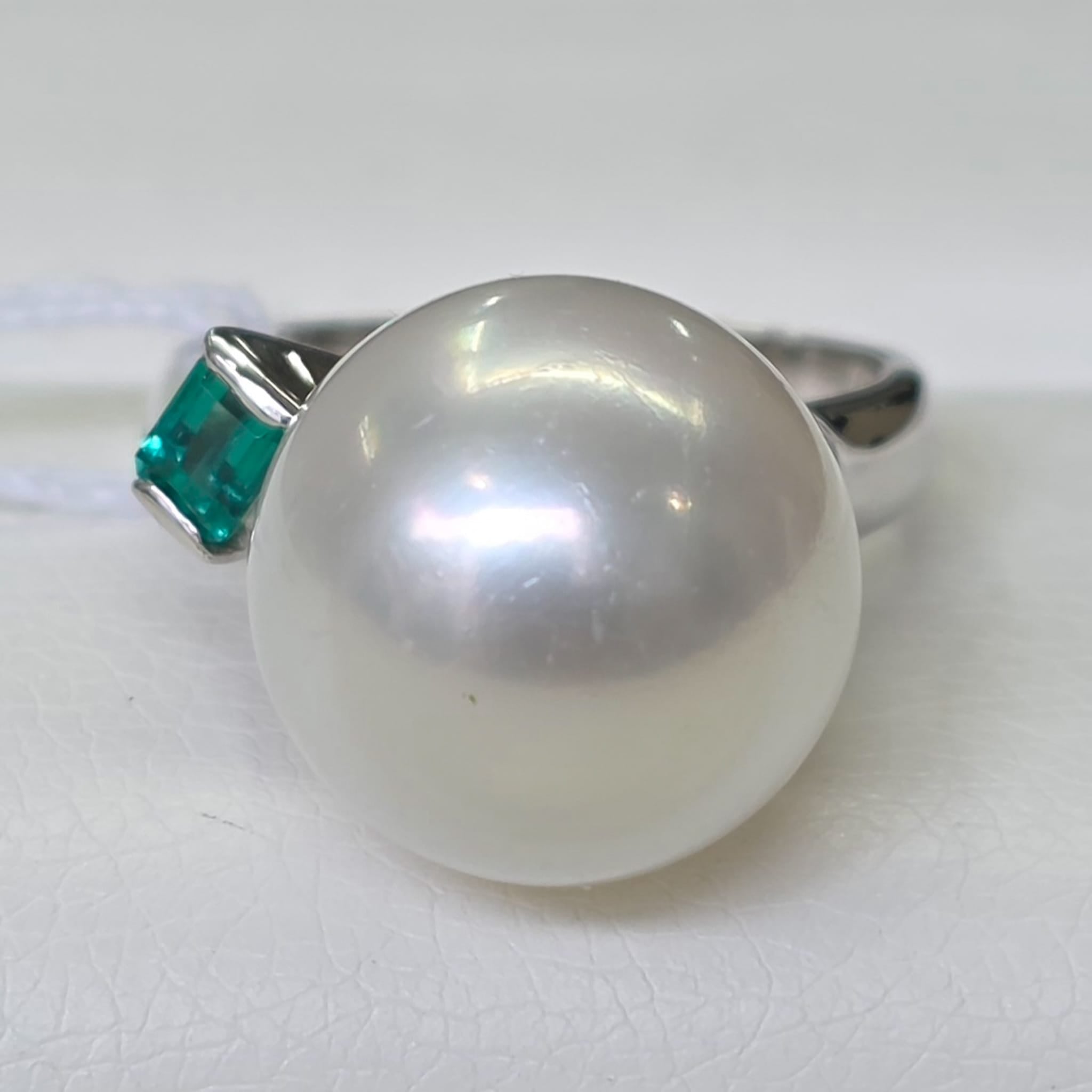 Rockstoc x LP Pt900 Pearl Emerald Ring P 13.8mm E 0.22 10.2g RLPR13
