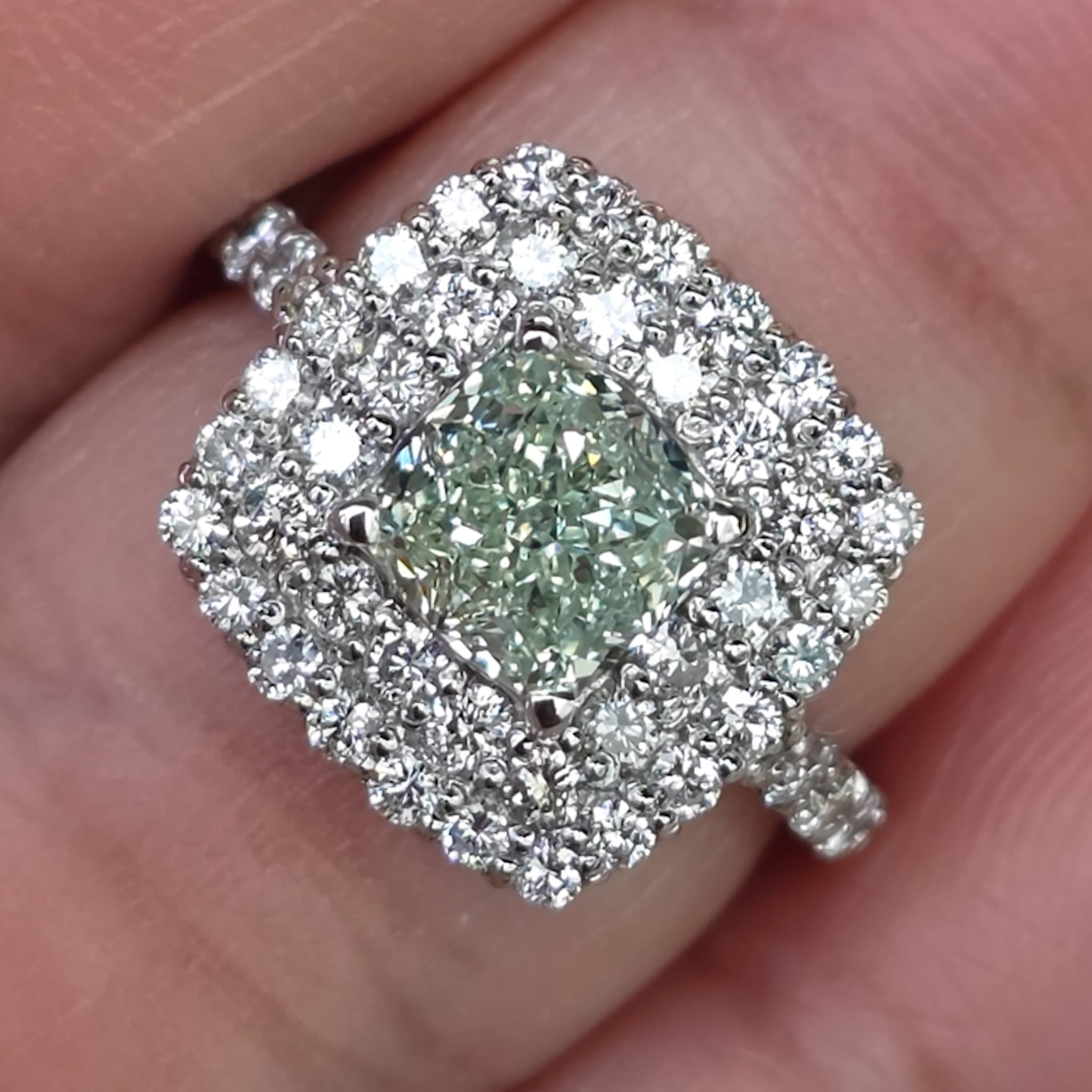 Rockstoc x LP Pt950 Diamond Ring D 1.54 / 0.97 Sz 6 4.45 g VS-2 Fancy Green C RSXLPS10