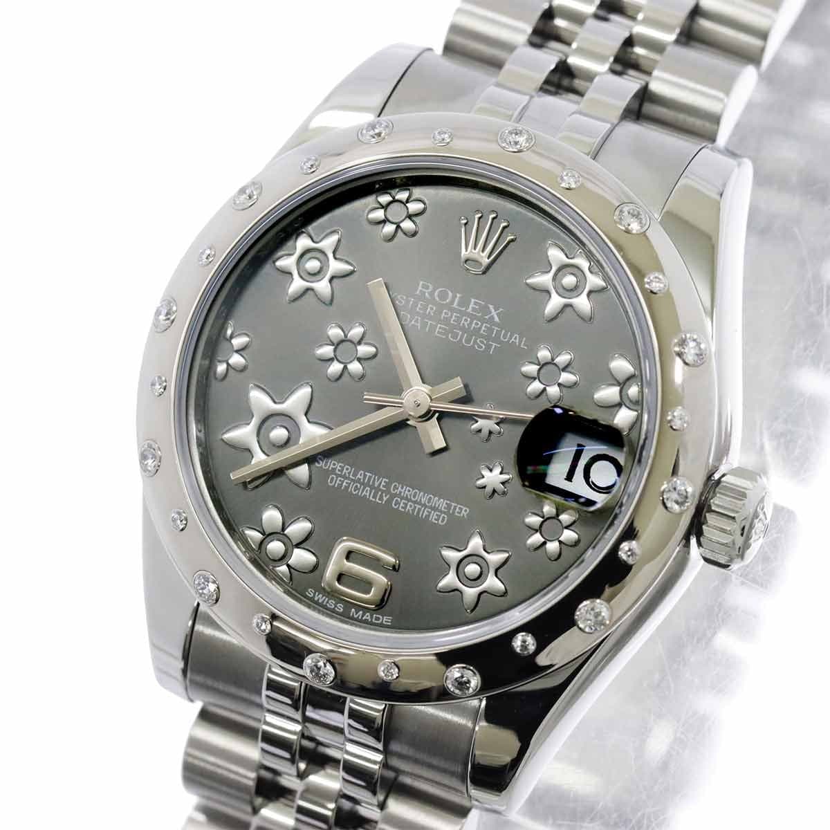 ROLEX ROLEX Datejust 178344 750WG Serial Random 24P Diamond Gray Dial Boys 90302598