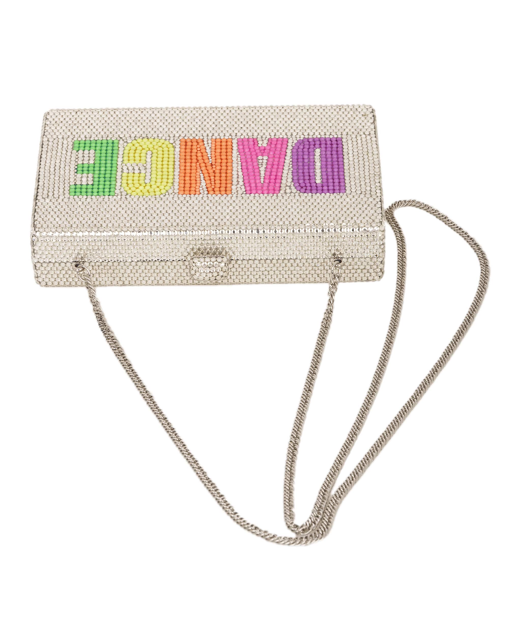 Ruya Customisable RÜYA Box bag with a silver crystal finish and multicolour personalised lettering AKC0732