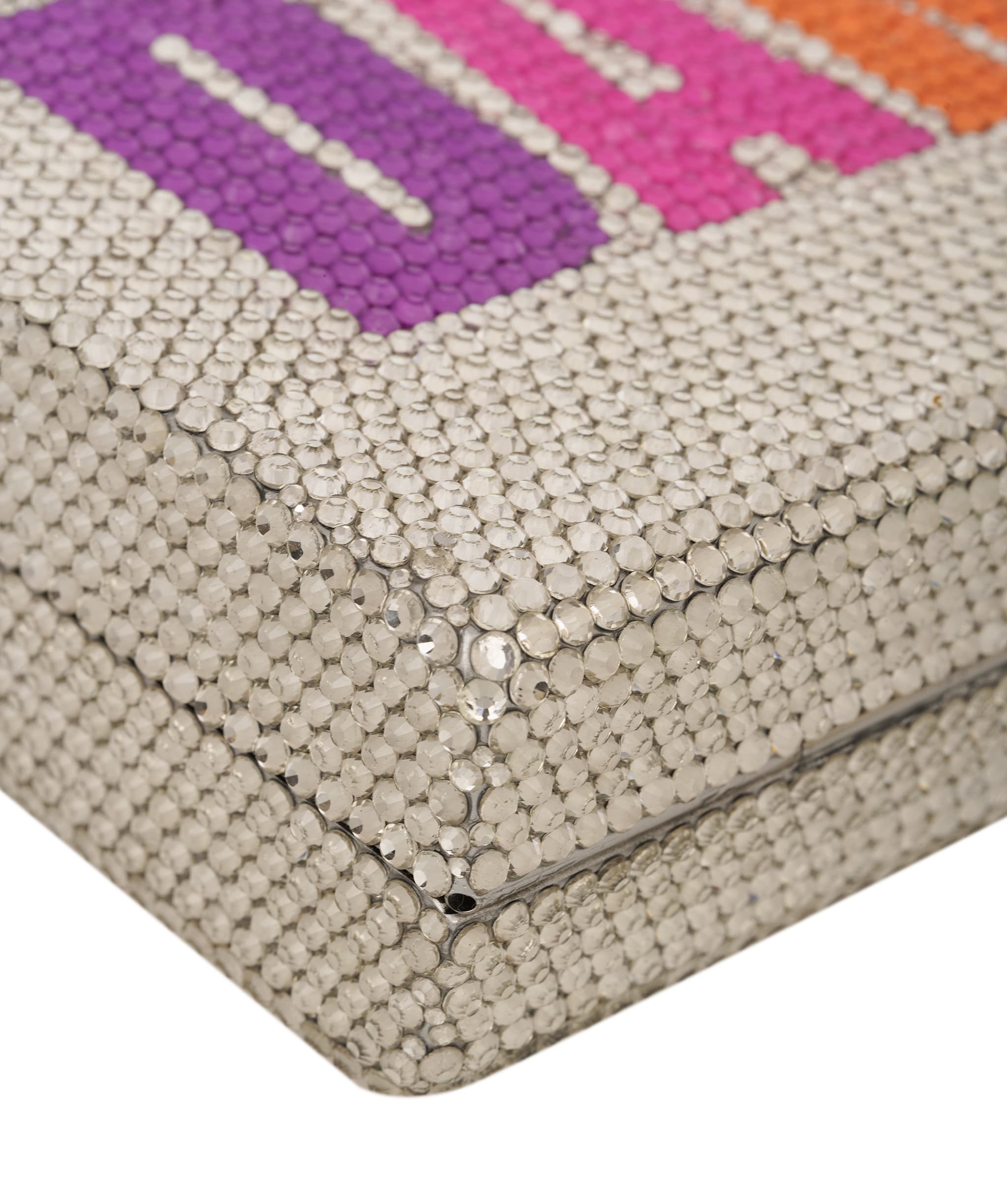 Ruya Customisable RÜYA Box bag with a silver crystal finish and multicolour personalised lettering AKC0732