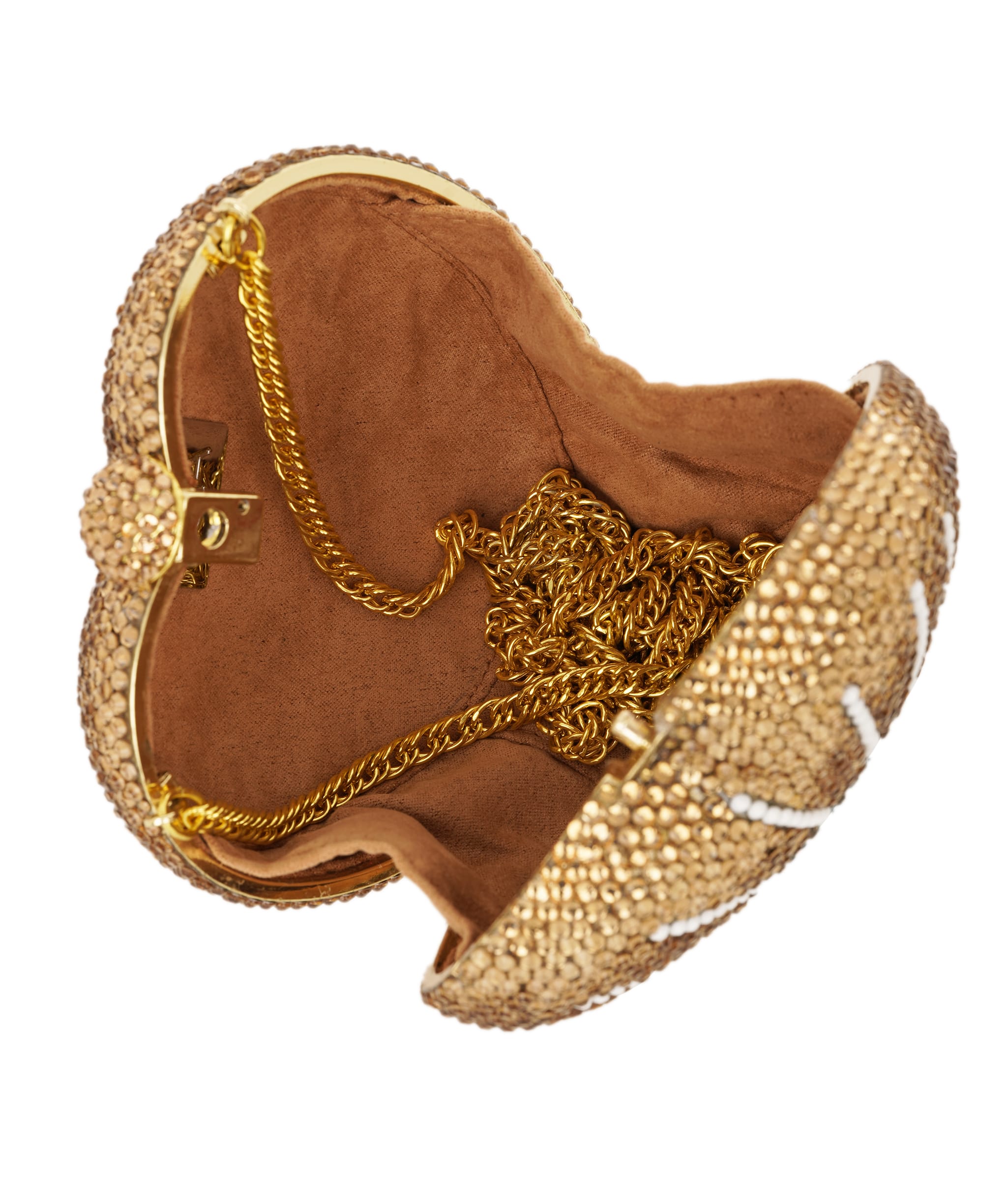 Ruya Customisable RÜYA Heart Shape bag with a gold crystal finish and evil eye motif design AKC0731
