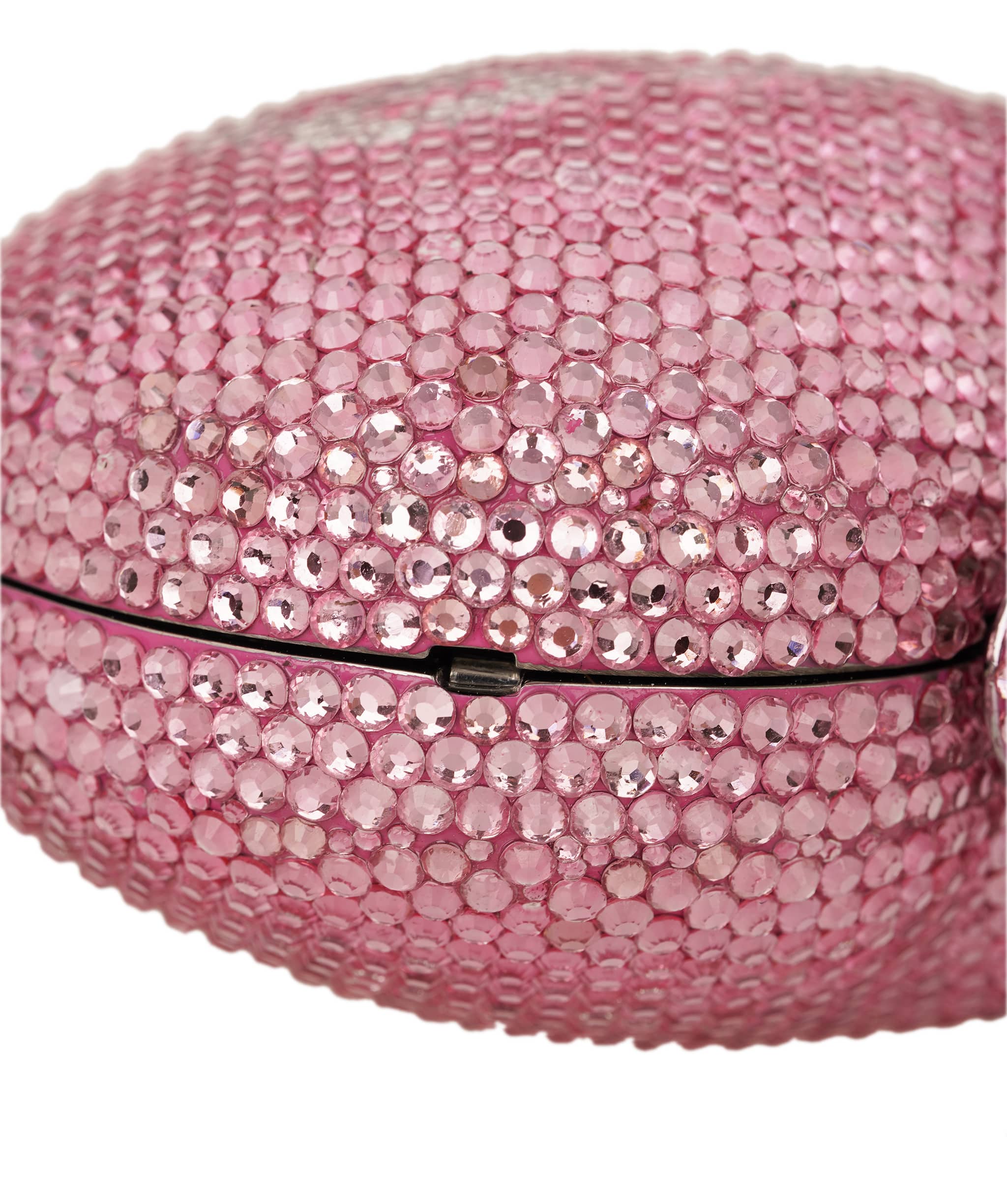 Ruya Customisable RÜYA Heart Shape bag with a light pink crystal finish and silver personalised lettering AKC0729