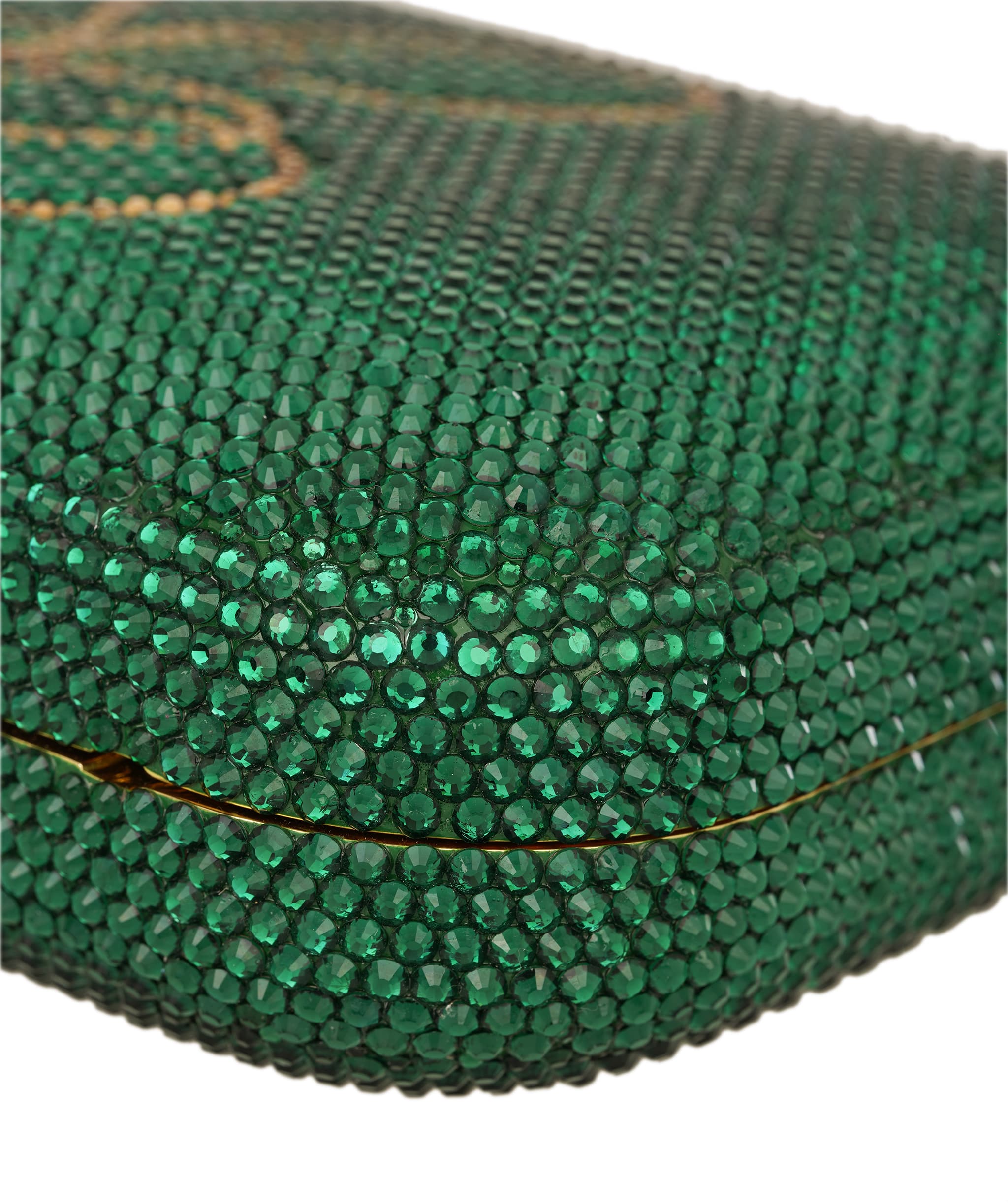 Ruya Customisable RÜYA Large Curve bag with a green crystal finish and gold personalised lettering AKC0728