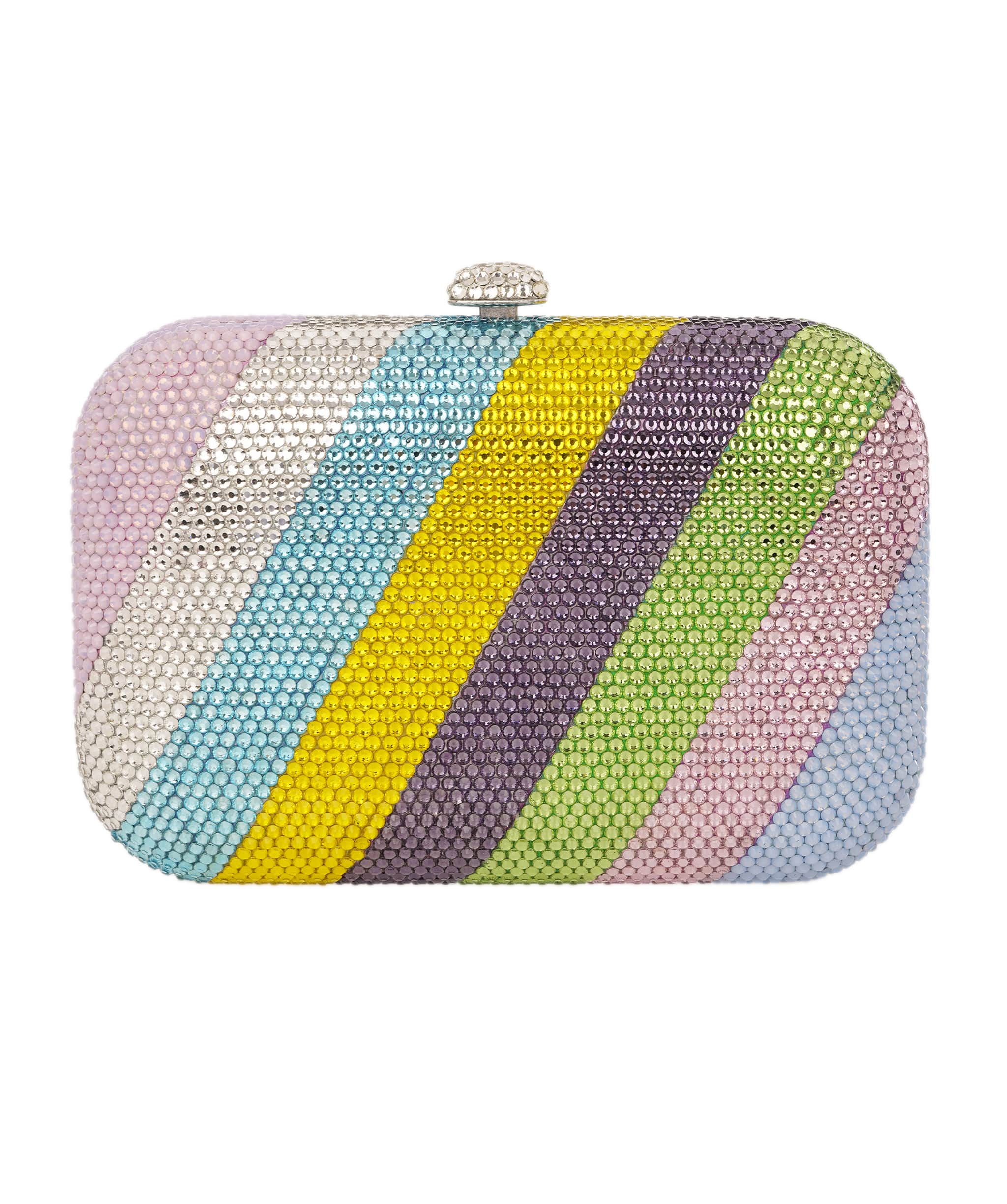 Ruya Customisable RÜYA Large Curve bag with multicolour stripe crystal finish and silver personalised lettering AKC0734