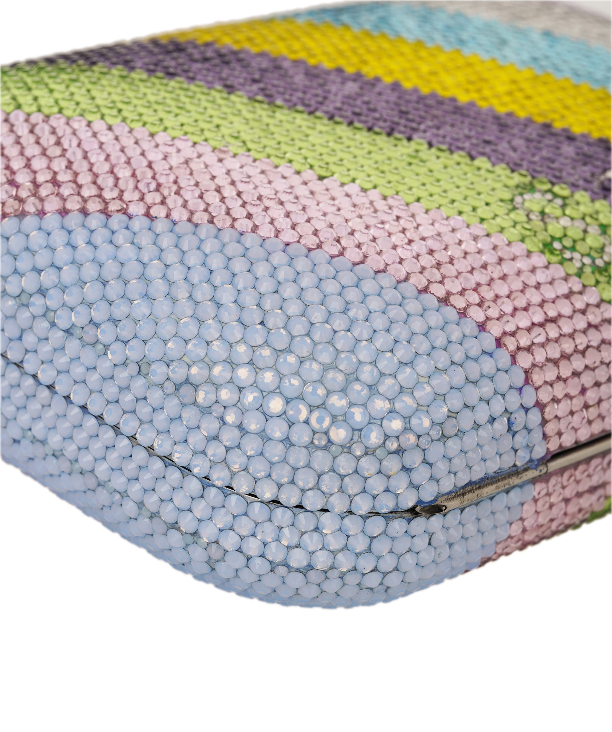 Ruya Customisable RÜYA Large Curve bag with multicolour stripe crystal finish and silver personalised lettering AKC0734