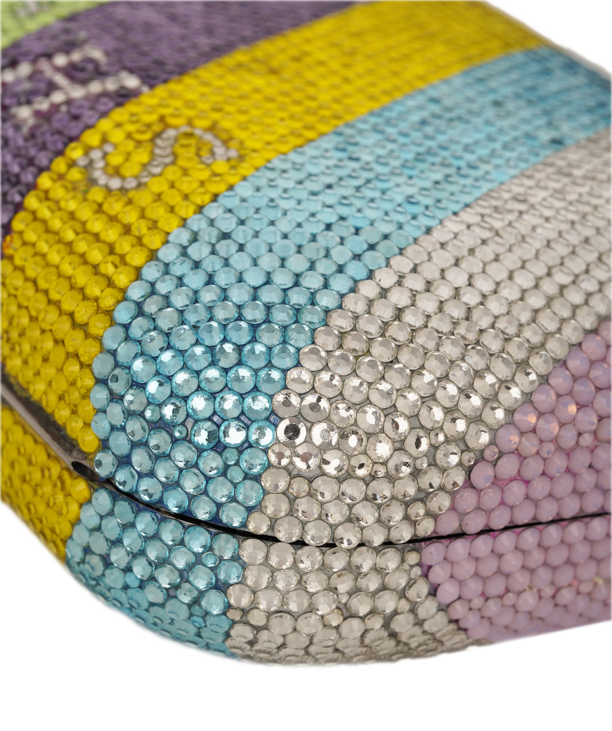 Ruya Customisable RÜYA Large Curve bag with multicolour stripe crystal finish and silver personalised lettering AKC0734