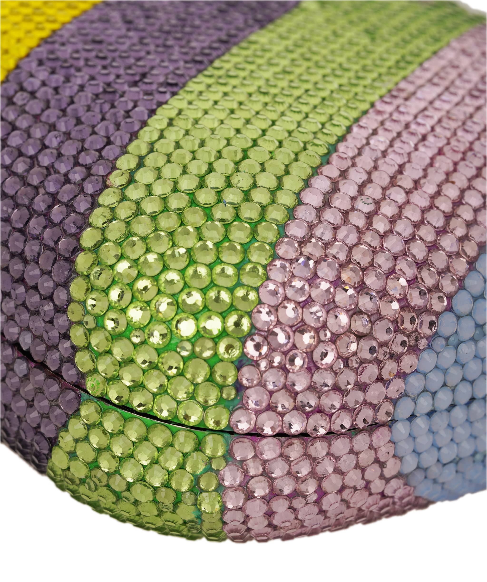 Ruya Customisable RÜYA Large Curve bag with multicolour stripe crystal finish and silver personalised lettering AKC0734