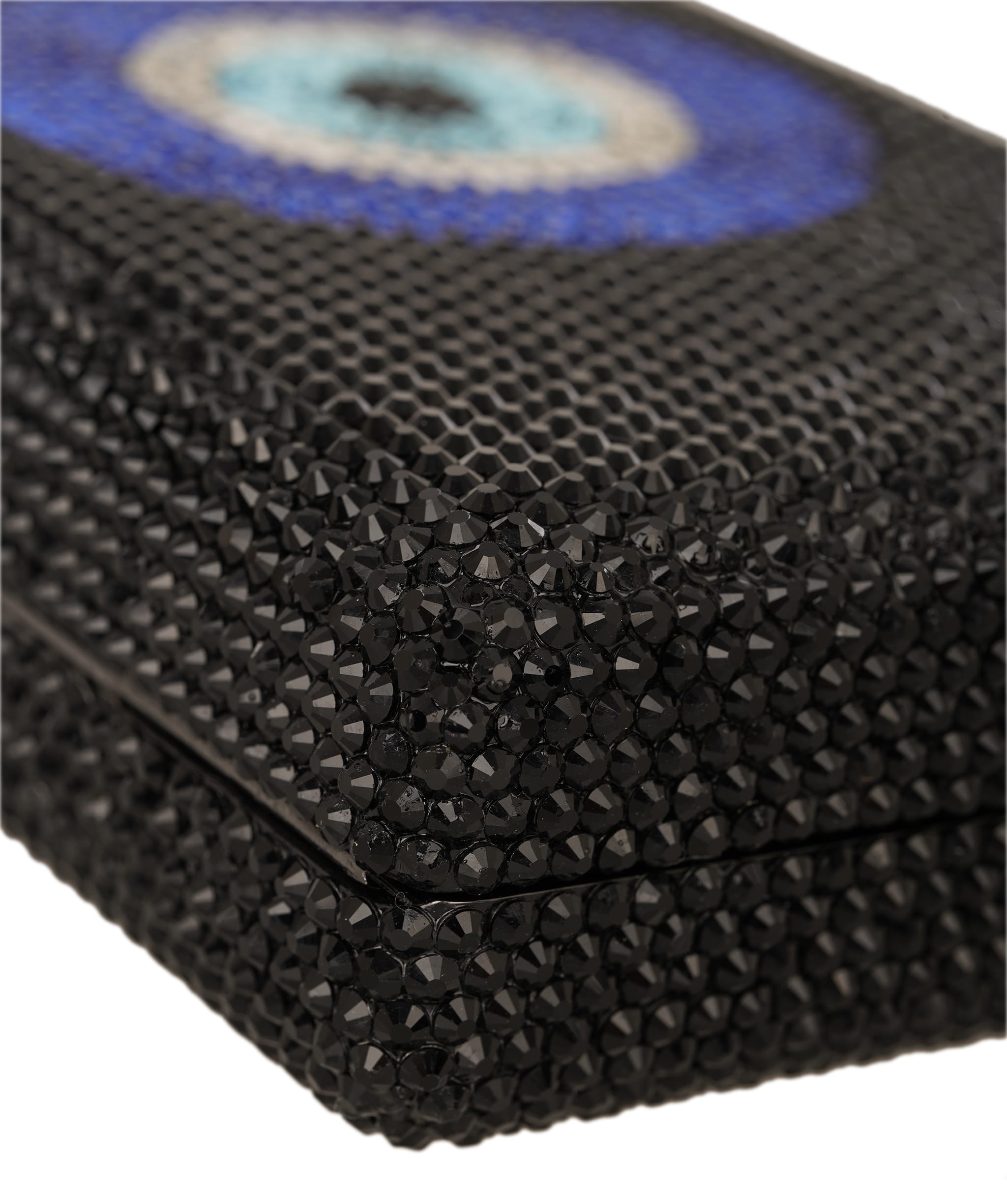 Ruya Customisable RÜYA Small Box bag with a black crystal finish and evil eye motif design AKC0735