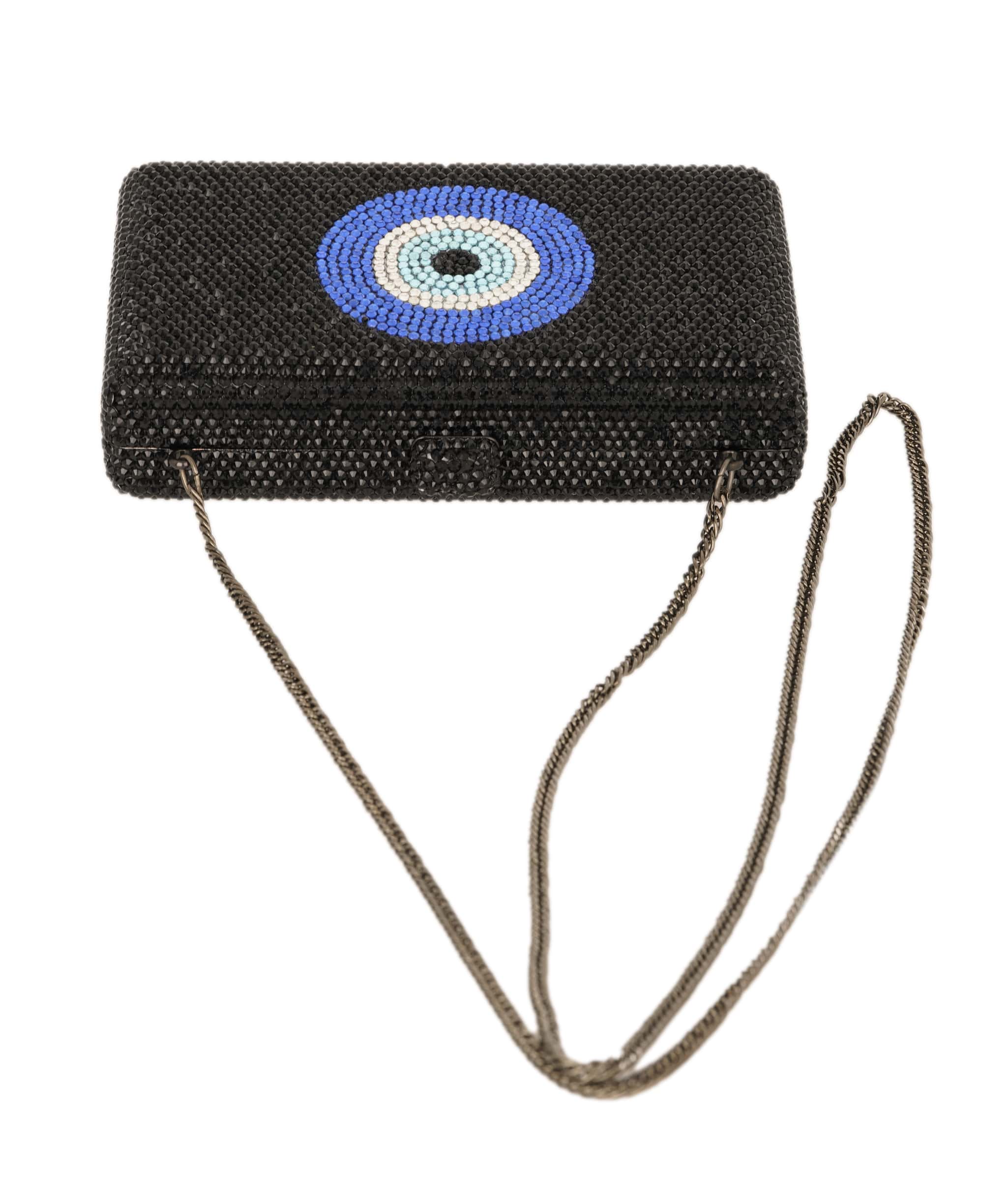 Ruya Customisable RÜYA Small Box bag with a black crystal finish and evil eye motif design AKC0735