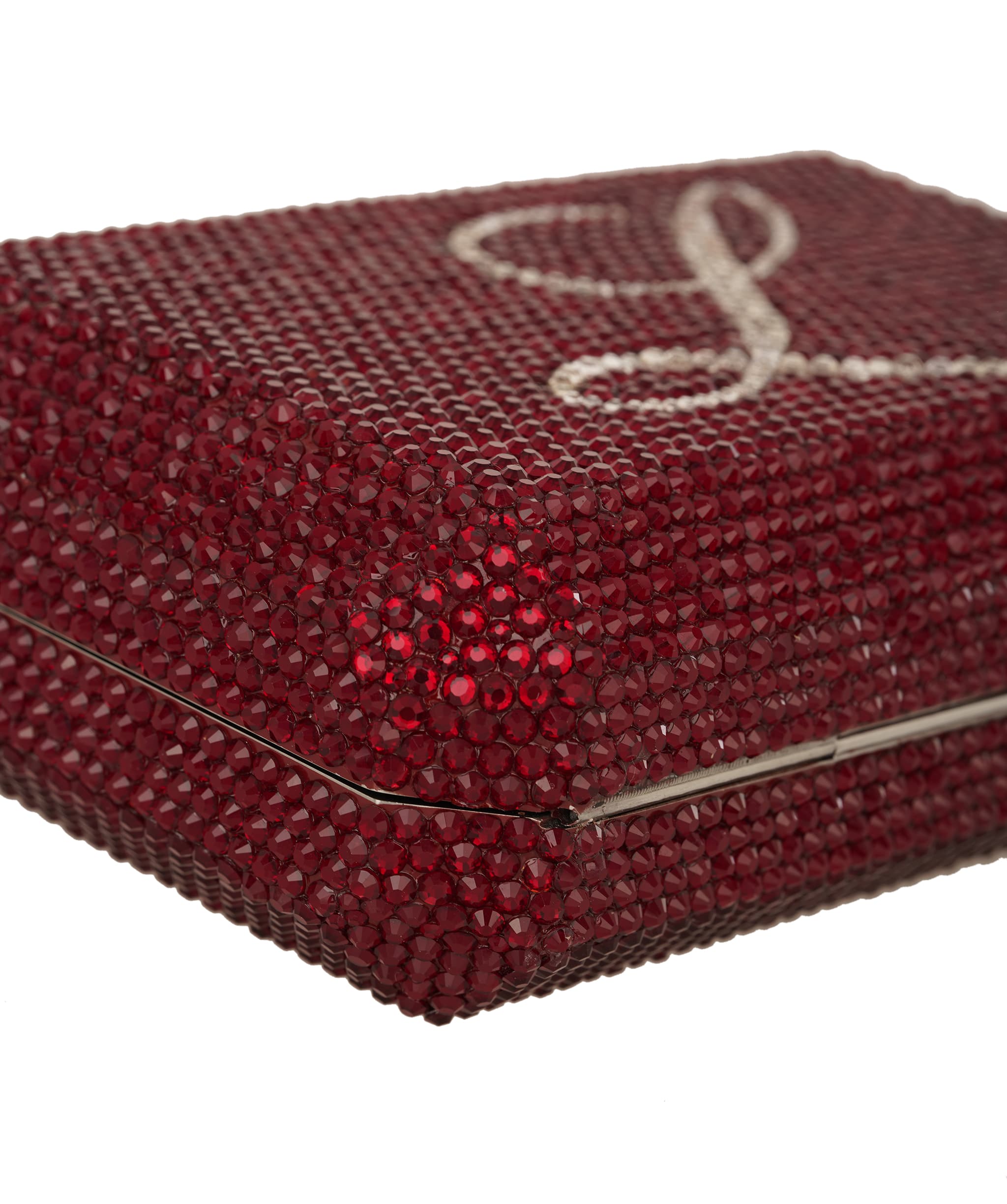 Ruya Customisable RÜYA Small Jewel bag with a red crystal finish and silver personalised lettering AKC0727