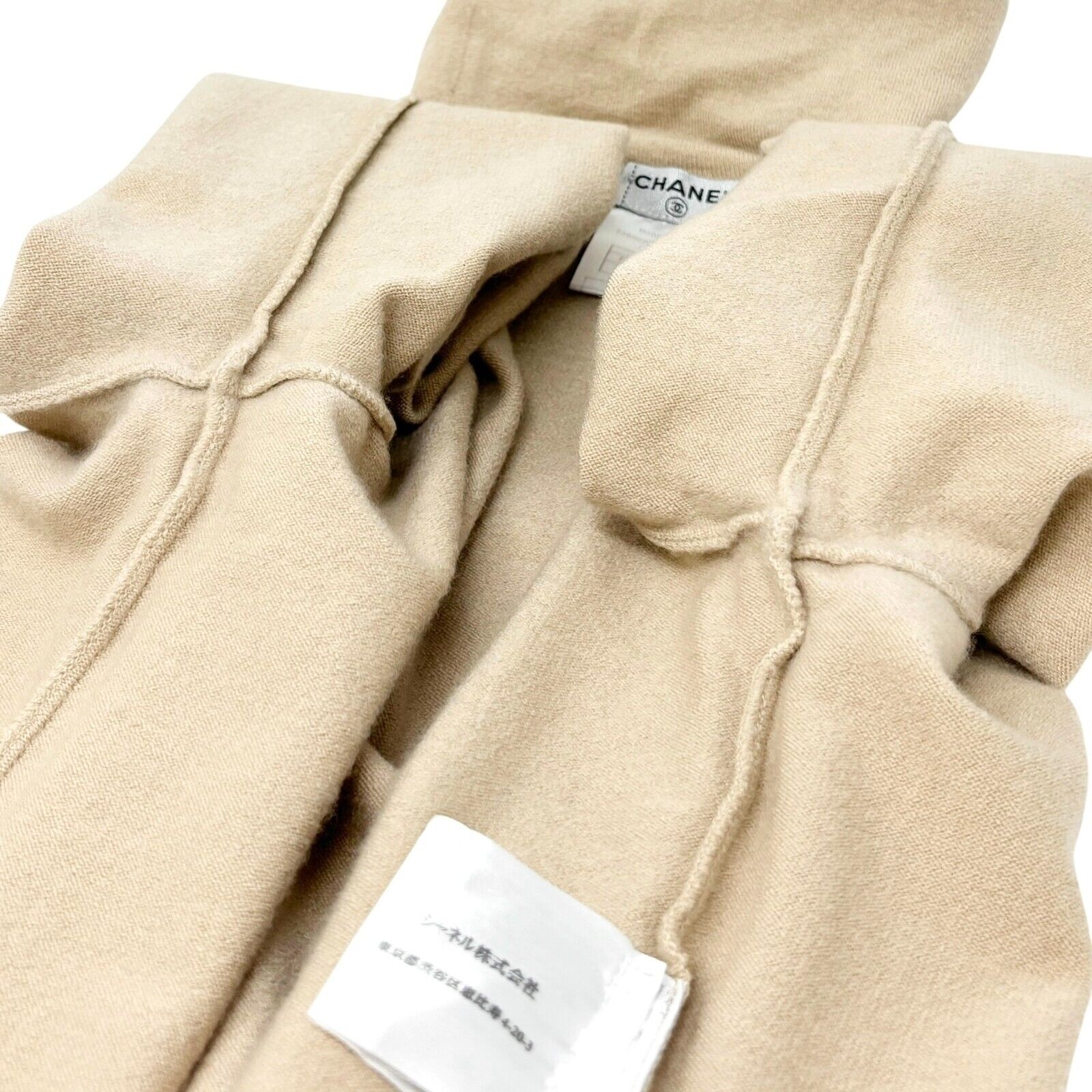 CHANEL Vintage 04A CC Logo Turtleneck Sweater #38 Long Sleeve Top Cream Cashmere