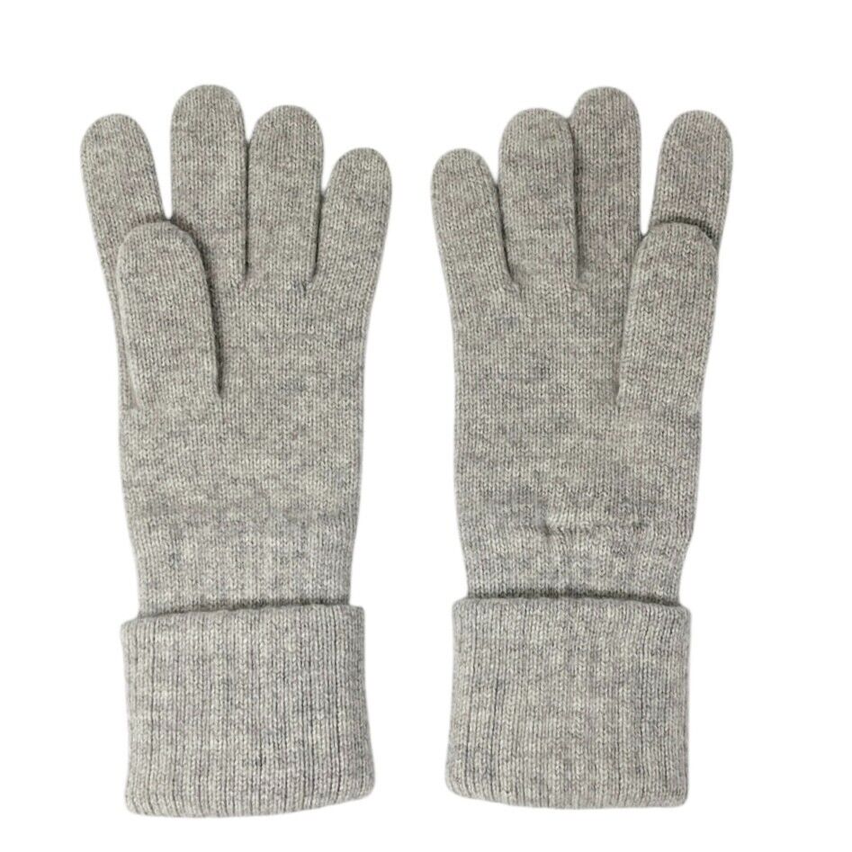 CHANEL Vintage CC Mark Logo Cashmere Knit Gloves Accessory Gray Silver
