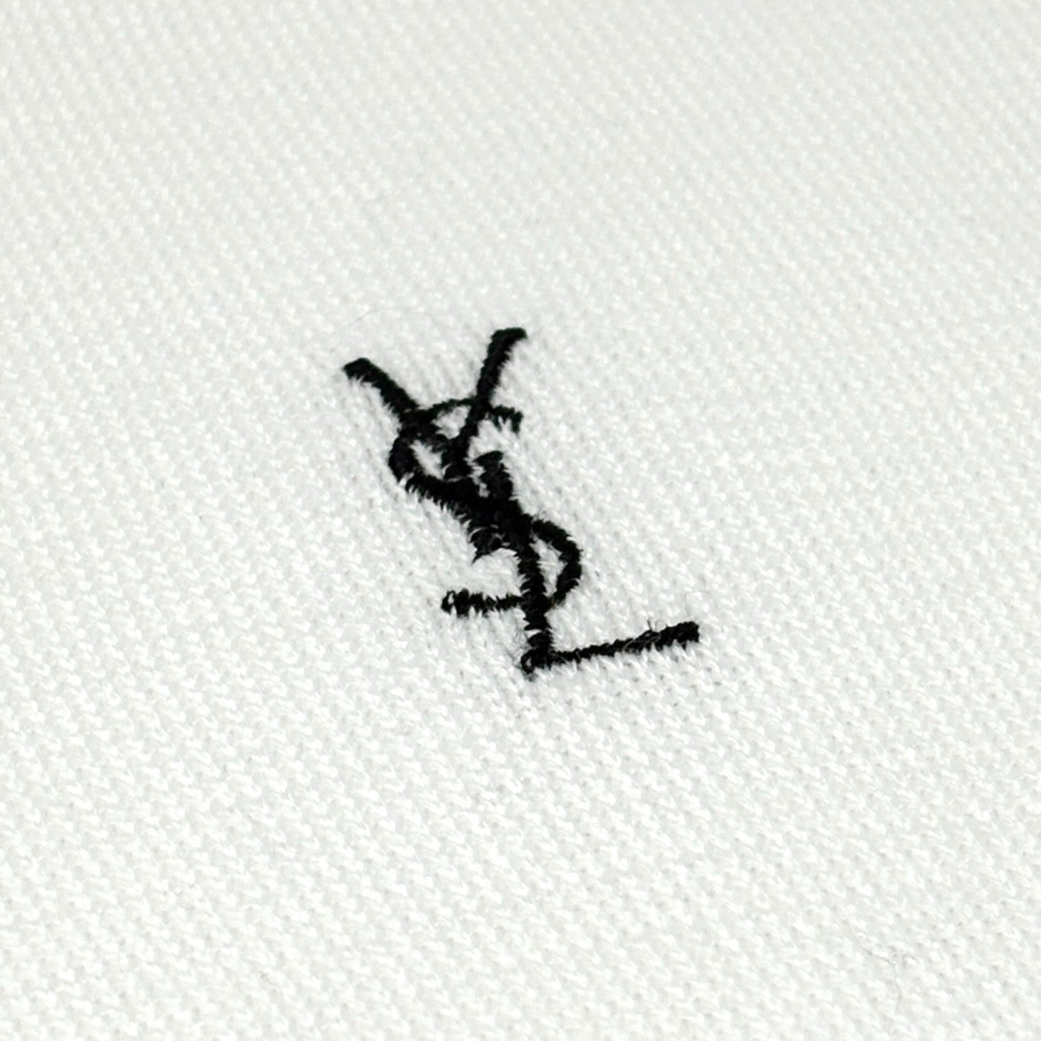 Yves Saint Laurent Vintage YSL Logo Knit T-shirt Top #M White Black Cotton