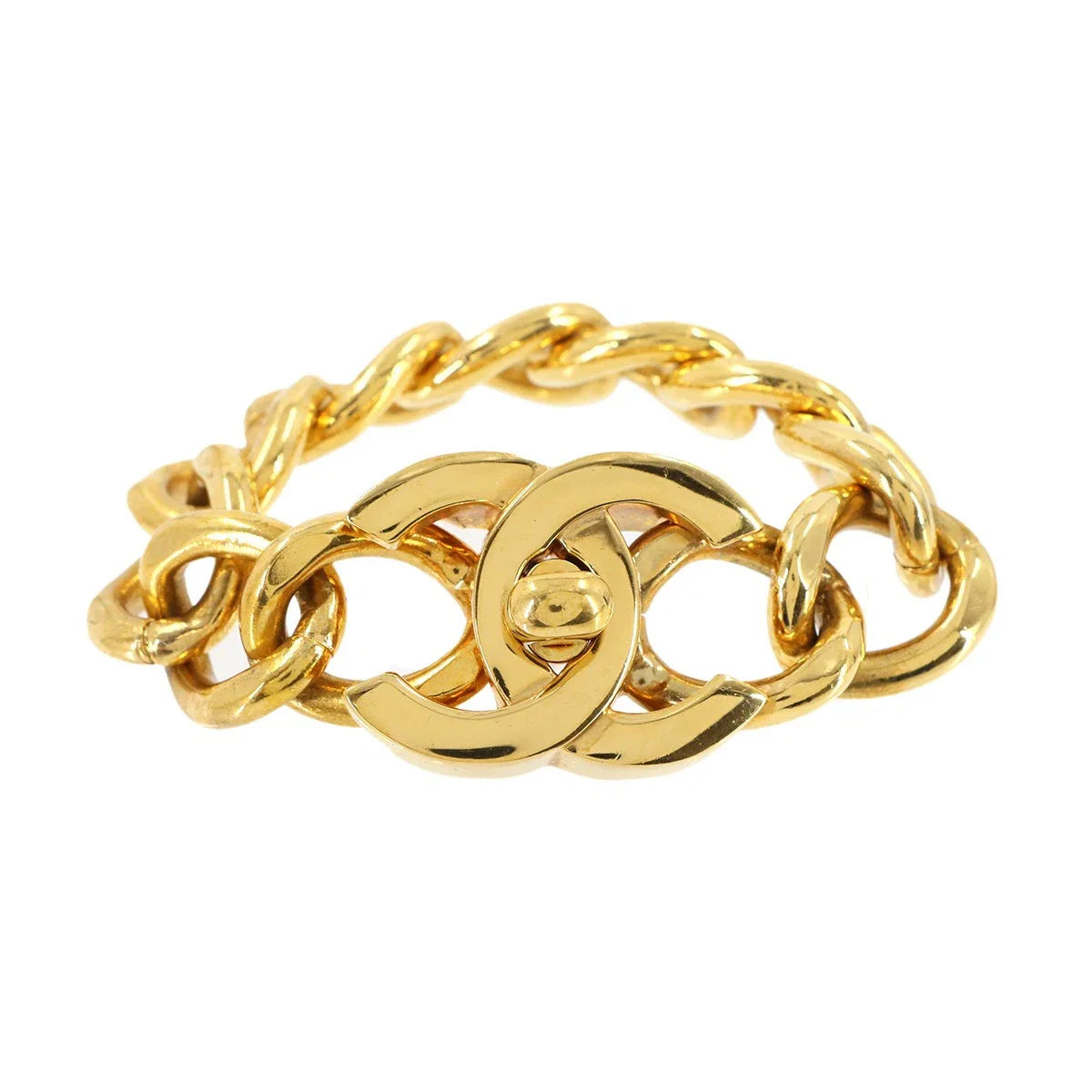 CHANEL Coco Logos Chain Bracelet Gold 95A Vintage Accessory 90307156