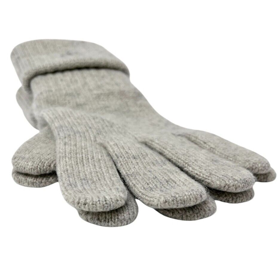CHANEL Vintage CC Mark Logo Cashmere Knit Gloves Accessory Gray Silver