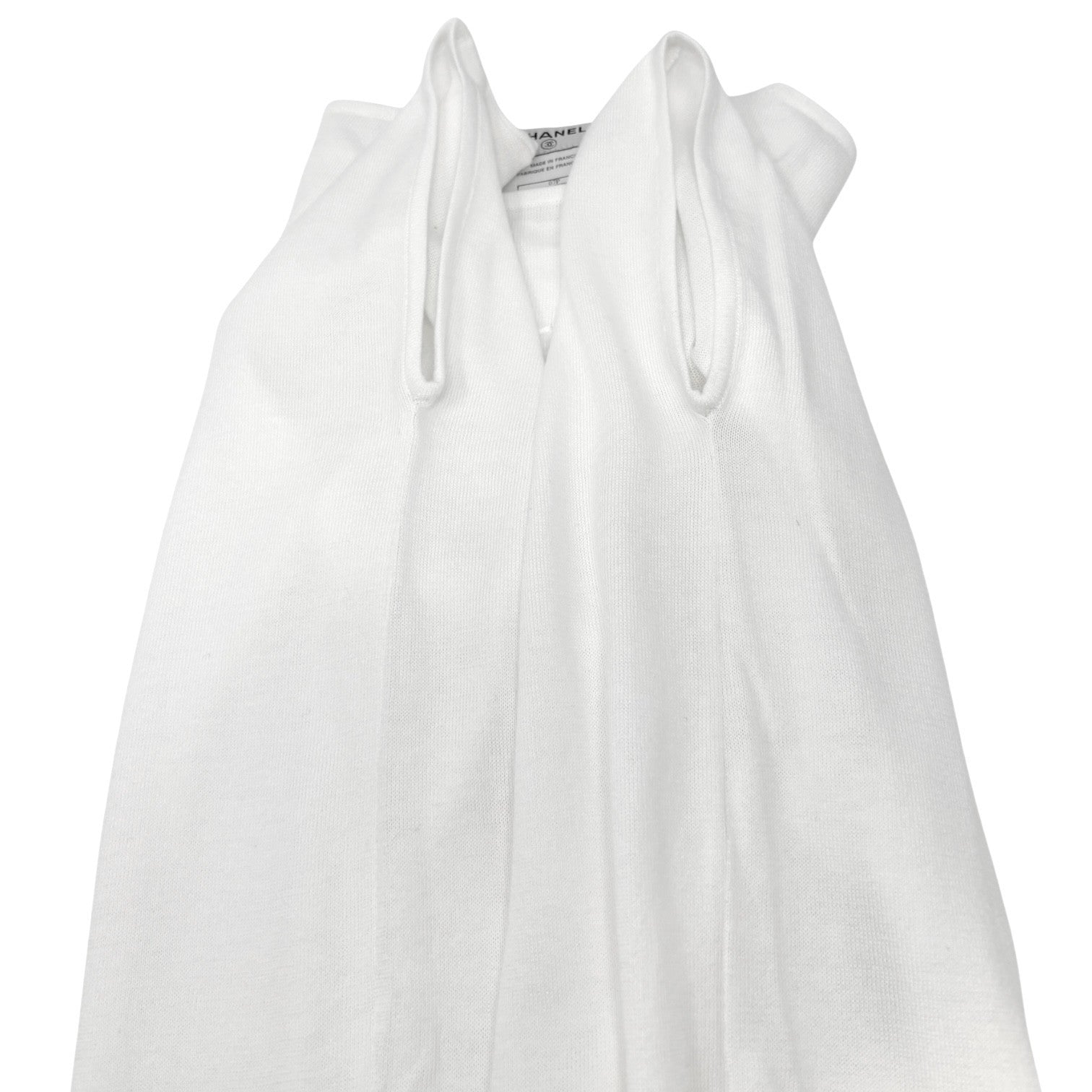 CHANEL Vintage 07P CC Logo Summer Knit Top Tank #38 Boat Neck White Sleeveless