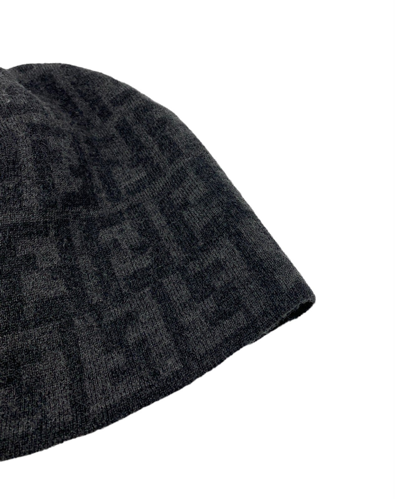 FENDI Vintage Zucca Monogram Knit Beanie #42 Hat Fashion Accessory Wool RankAB+