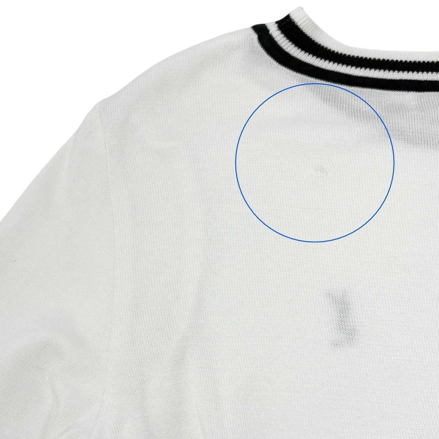 Yves Saint Laurent Vintage YSL Logo Knit T-shirt Top #M White Black Cotton