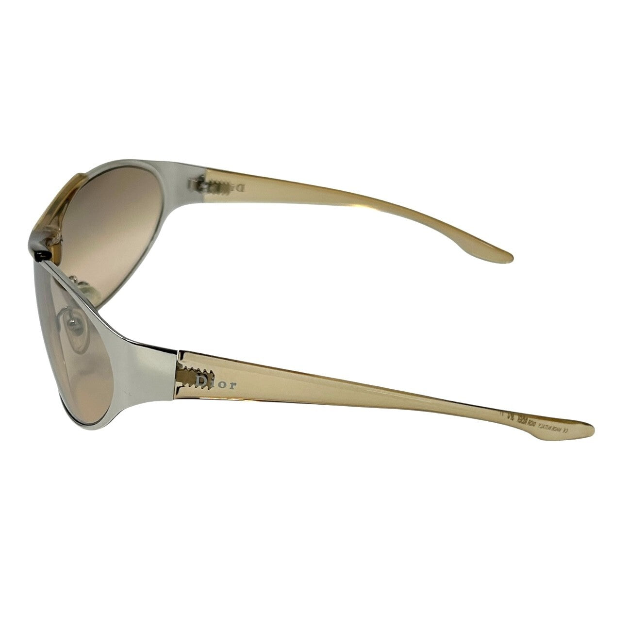 Christian Dior Vintage Logo Sunglass Shades Beige Silver Plastic Accessory