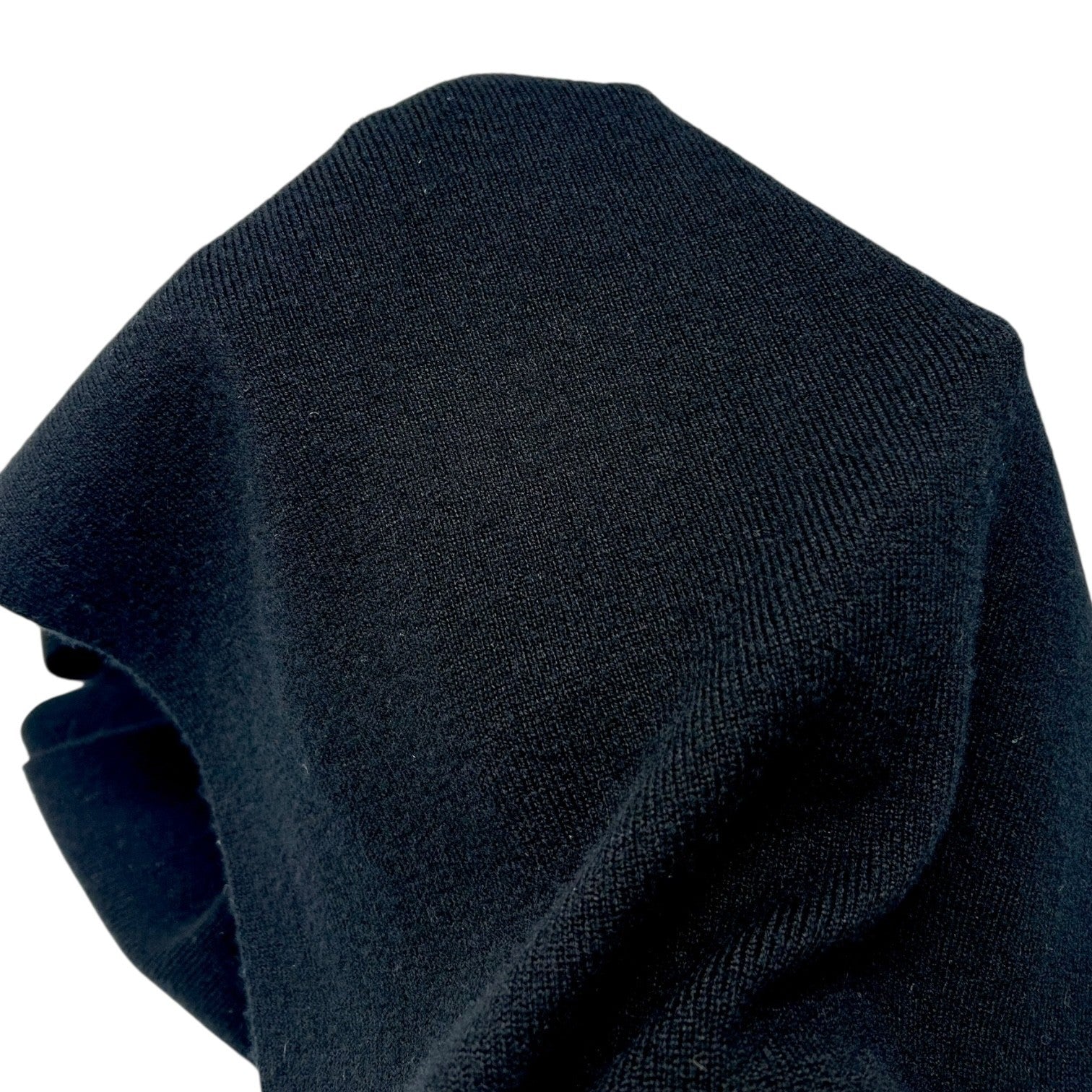 CHANEL Vintage CC Big Logo Muffler Scarf Wrap Accessory Black Cashmere Patch