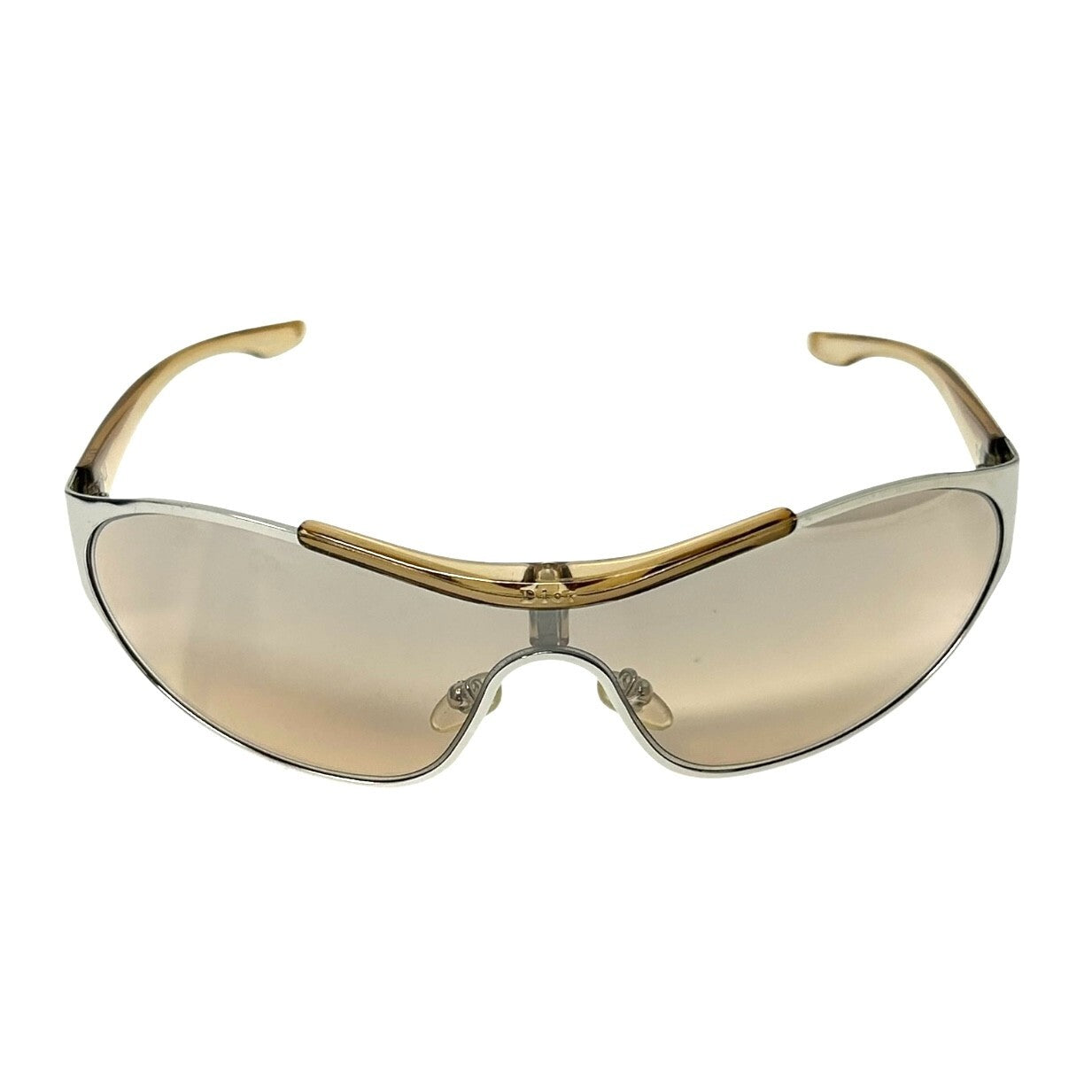 Christian Dior Vintage Logo Sunglass Shades Beige Silver Plastic Accessory