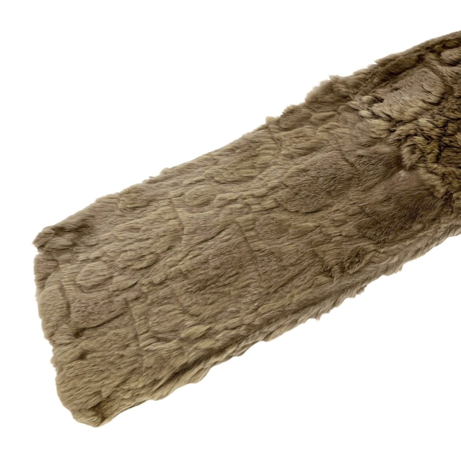 Christian Dior Vintage Trotter Monogram Logo Fur Scarves Shawls Olive Gray