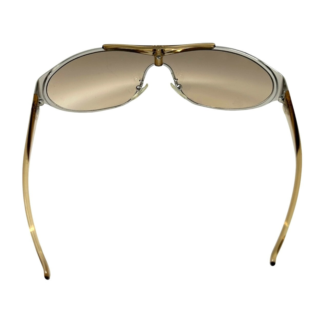 Christian Dior Vintage Logo Sunglass Shades Beige Silver Plastic Accessory