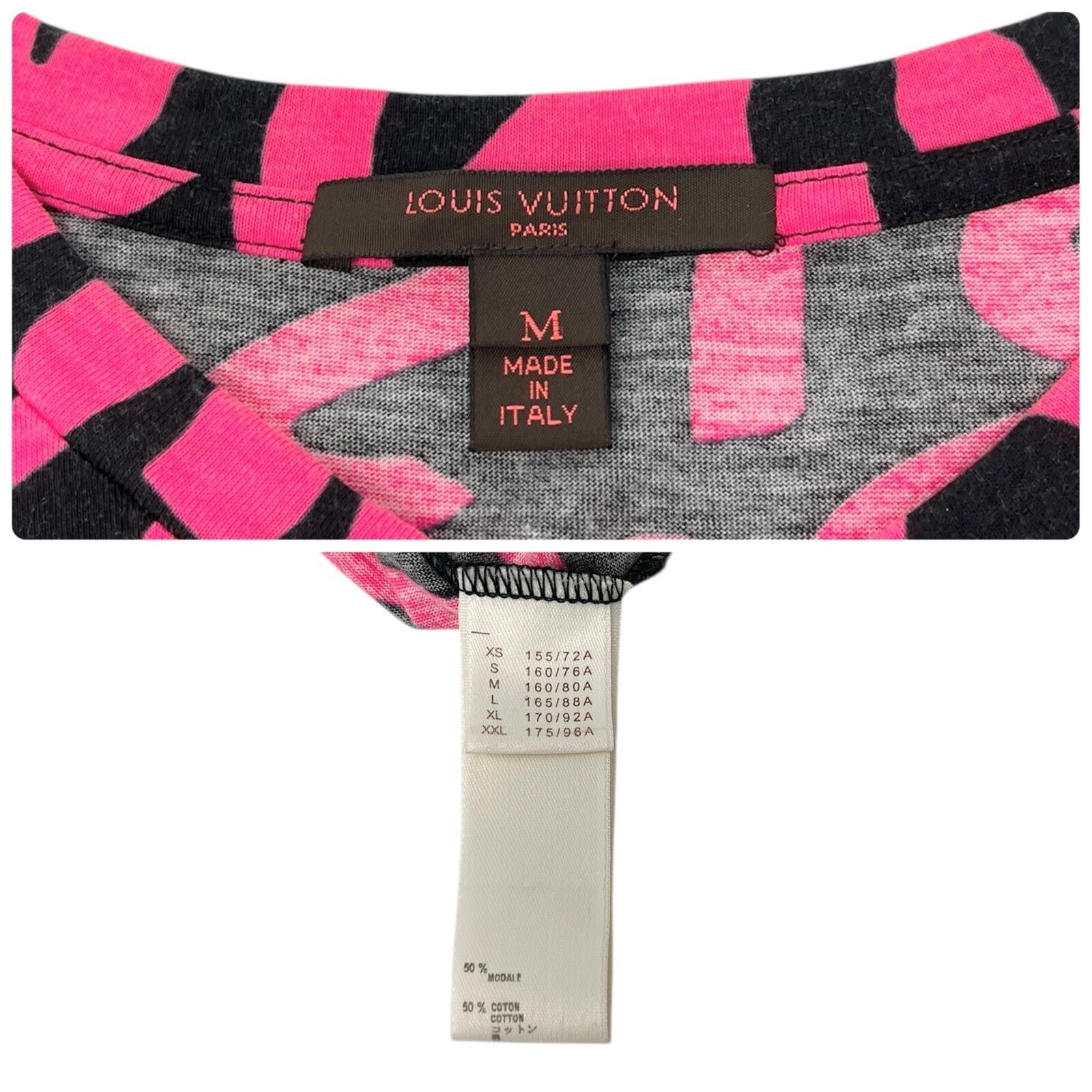 LOUIS VUITTON Vintage LV Logo Graffiti Print T-shirt Top #M Black Pink Cotton