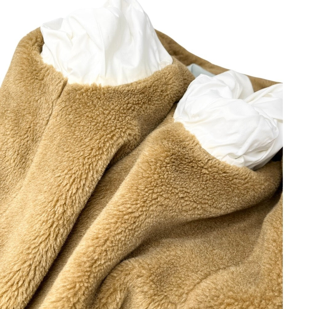 CHANEL Sport Vintage 01A CC Logo Ski Wear Jacket #36 Blue Brown Cotton Fur Zip