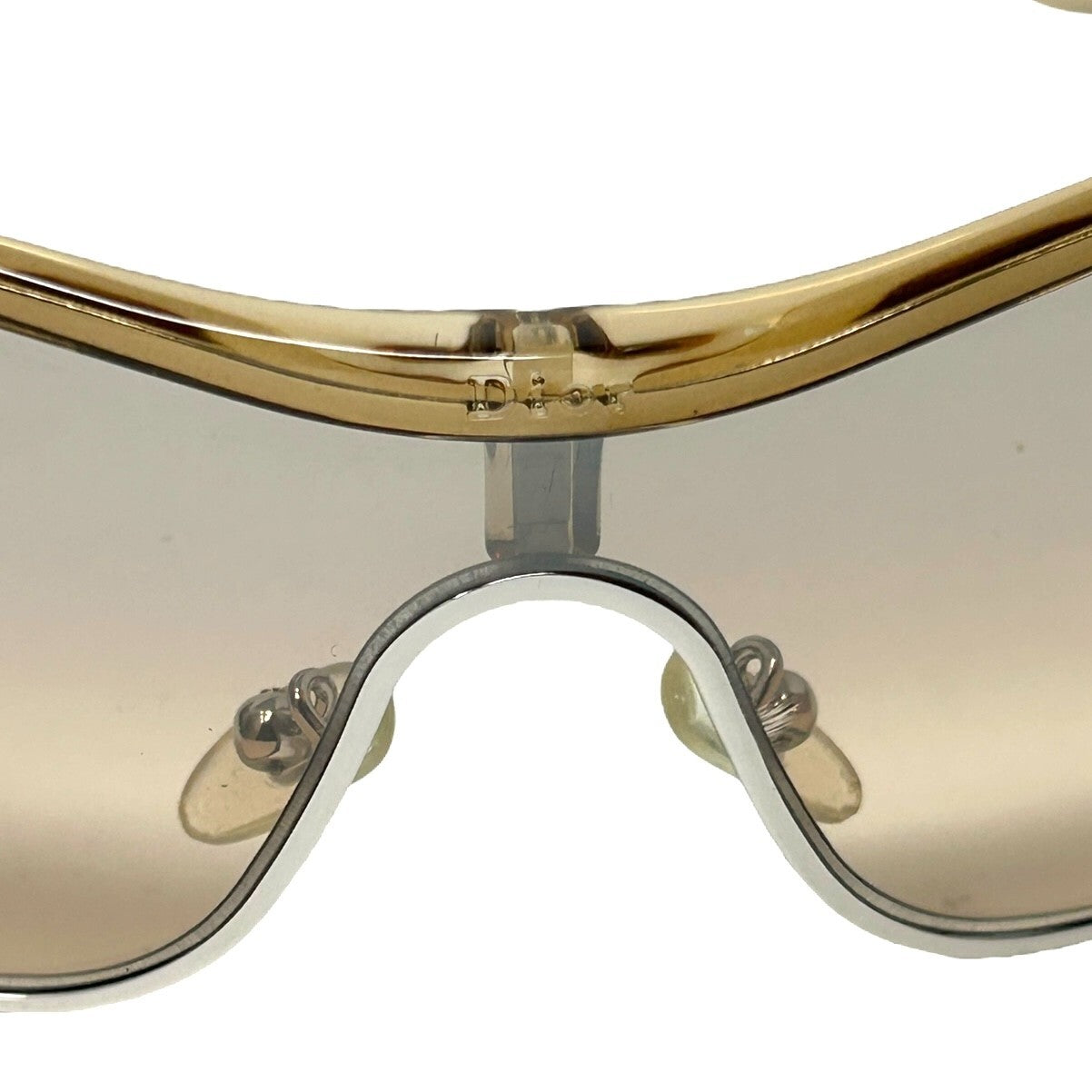 Christian Dior Vintage Logo Sunglass Shades Beige Silver Plastic Accessory