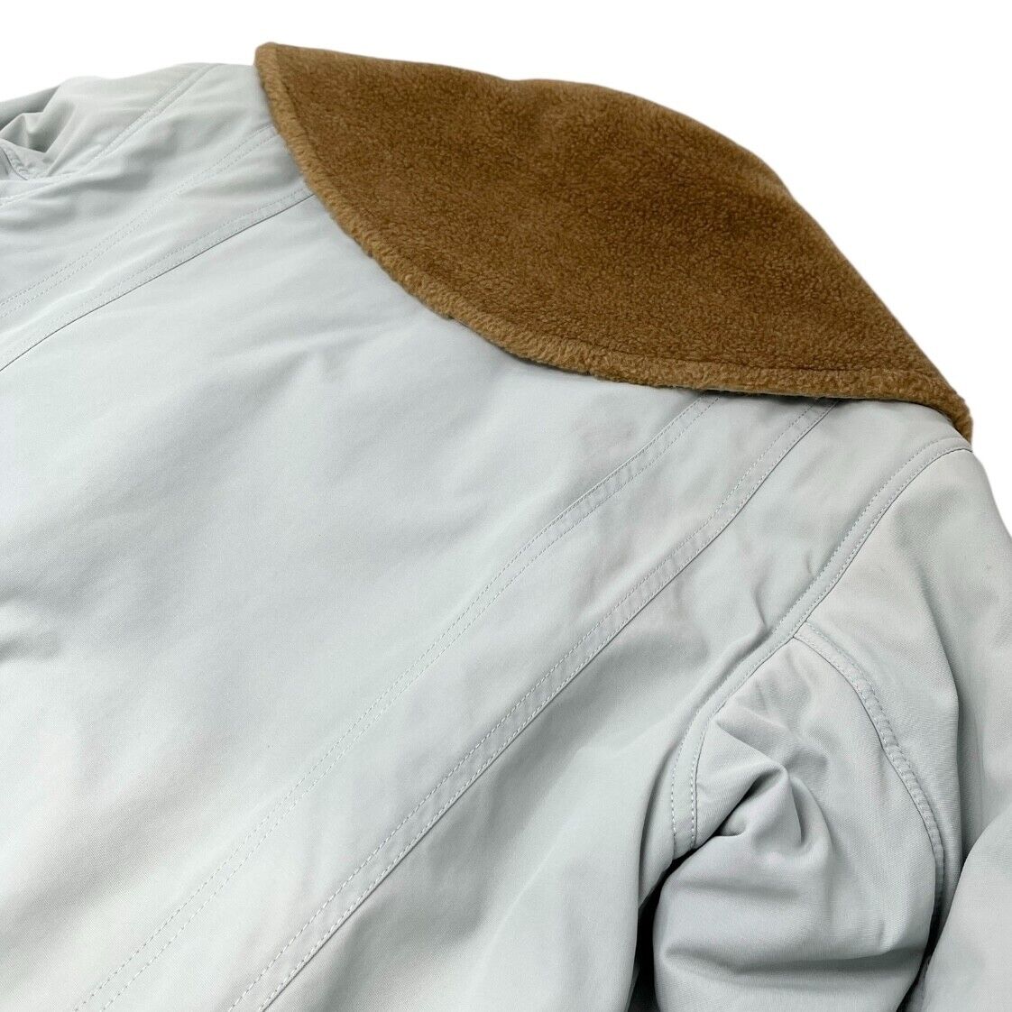 CHANEL Sport Vintage 01A CC Logo Ski Wear Jacket #36 Blue Brown Cotton Fur Zip