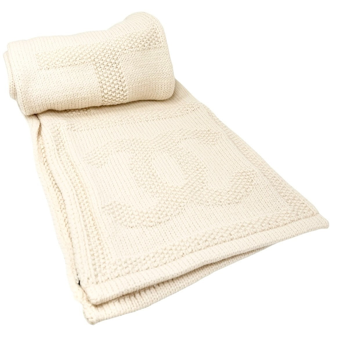 CHANEL Vintage CC Mark Logo Knit Muffler Scarf Wrap Accessory Cream Wool Stitch