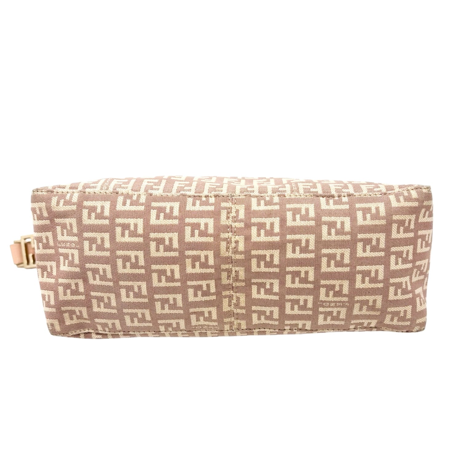 FENDI Vintage Logo Zucchino Monogram Shoulder Bag Pochette Beige Pink Cotton