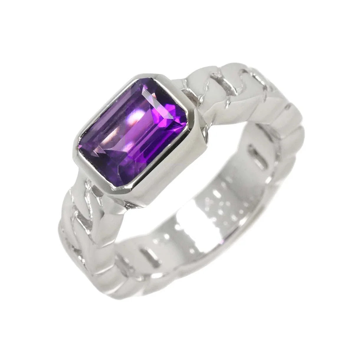 CHANEL Amethyst Ring 18K WG 750 Size 5.25(US) 90293250