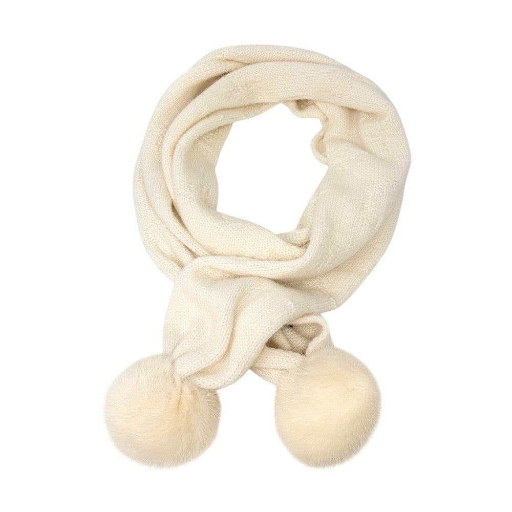 LOUIS VUITTON Vintage Monogram Escharpe Fur Scarf Shawl Cream Cashmere Logo