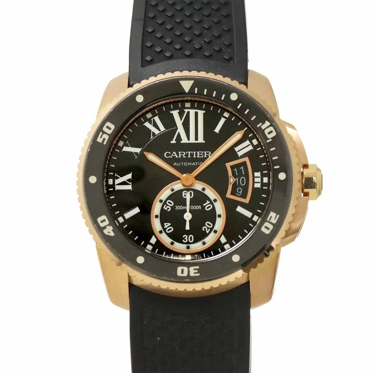 Cartier Calibre de Cartier Diver W7100052 Date 750 PG Black Dial Mens 90335422