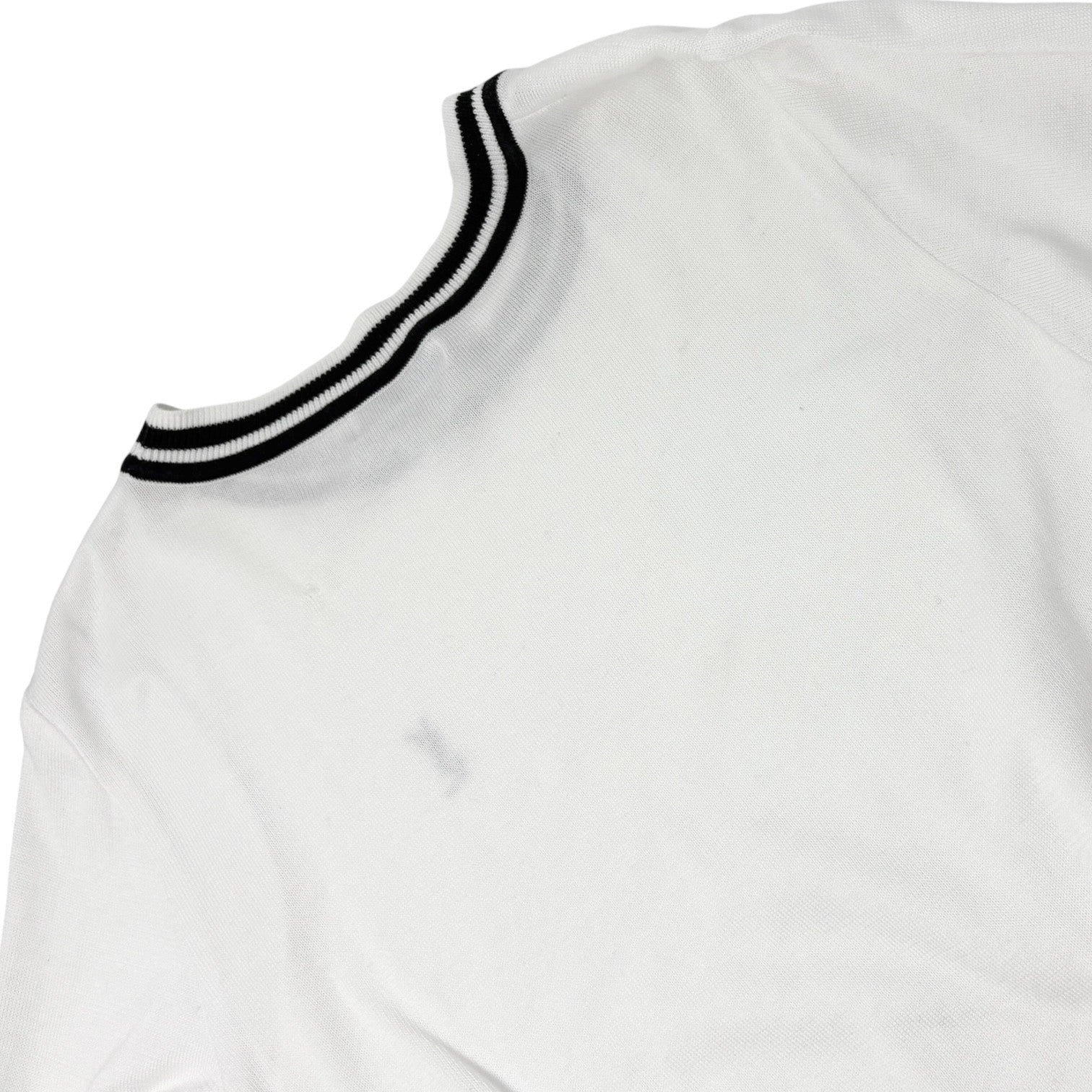 Yves Saint Laurent Vintage YSL Logo Knit T-shirt Top #M White Black Cotton