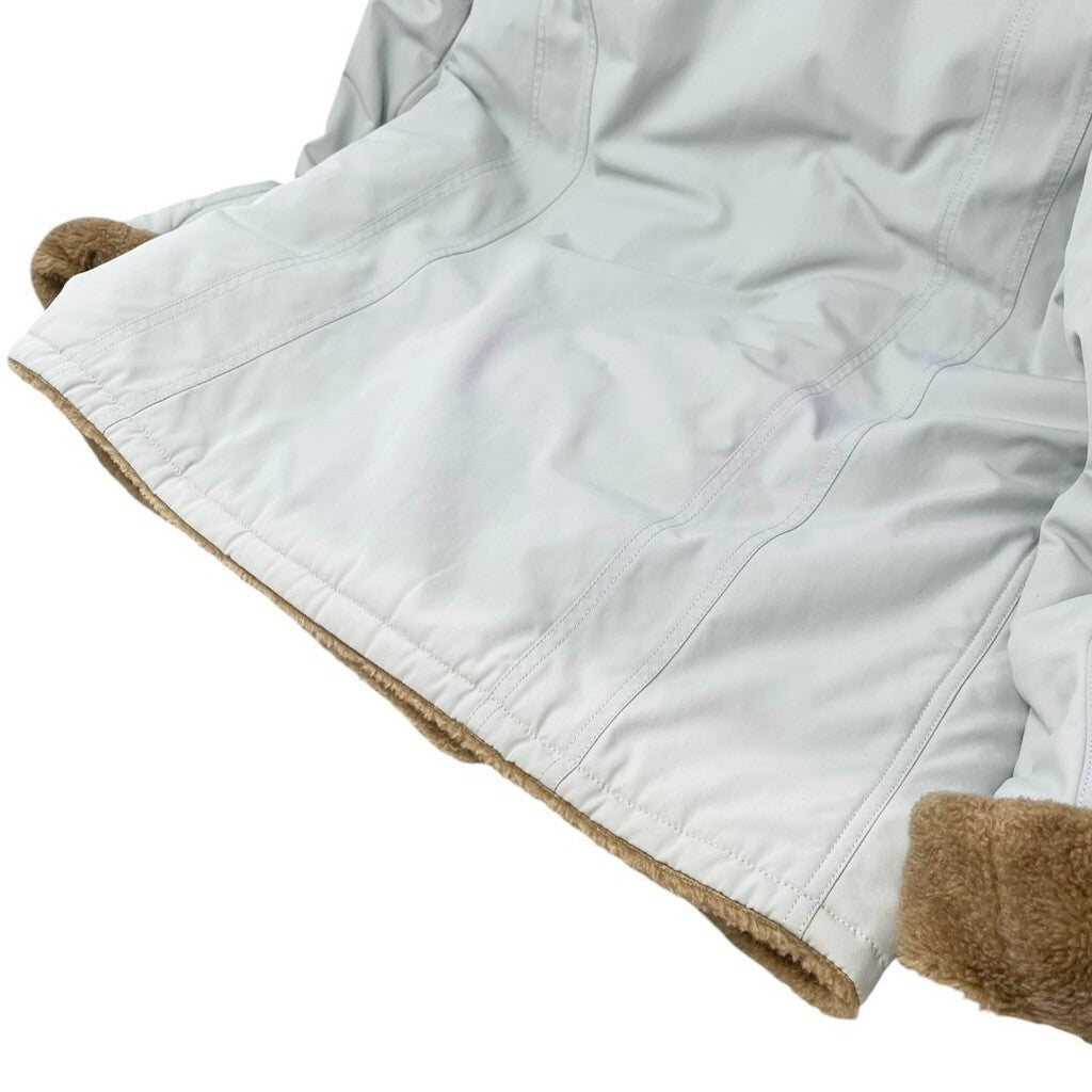 CHANEL Sport Vintage 01A CC Logo Ski Wear Jacket #36 Blue Brown Cotton Fur Zip